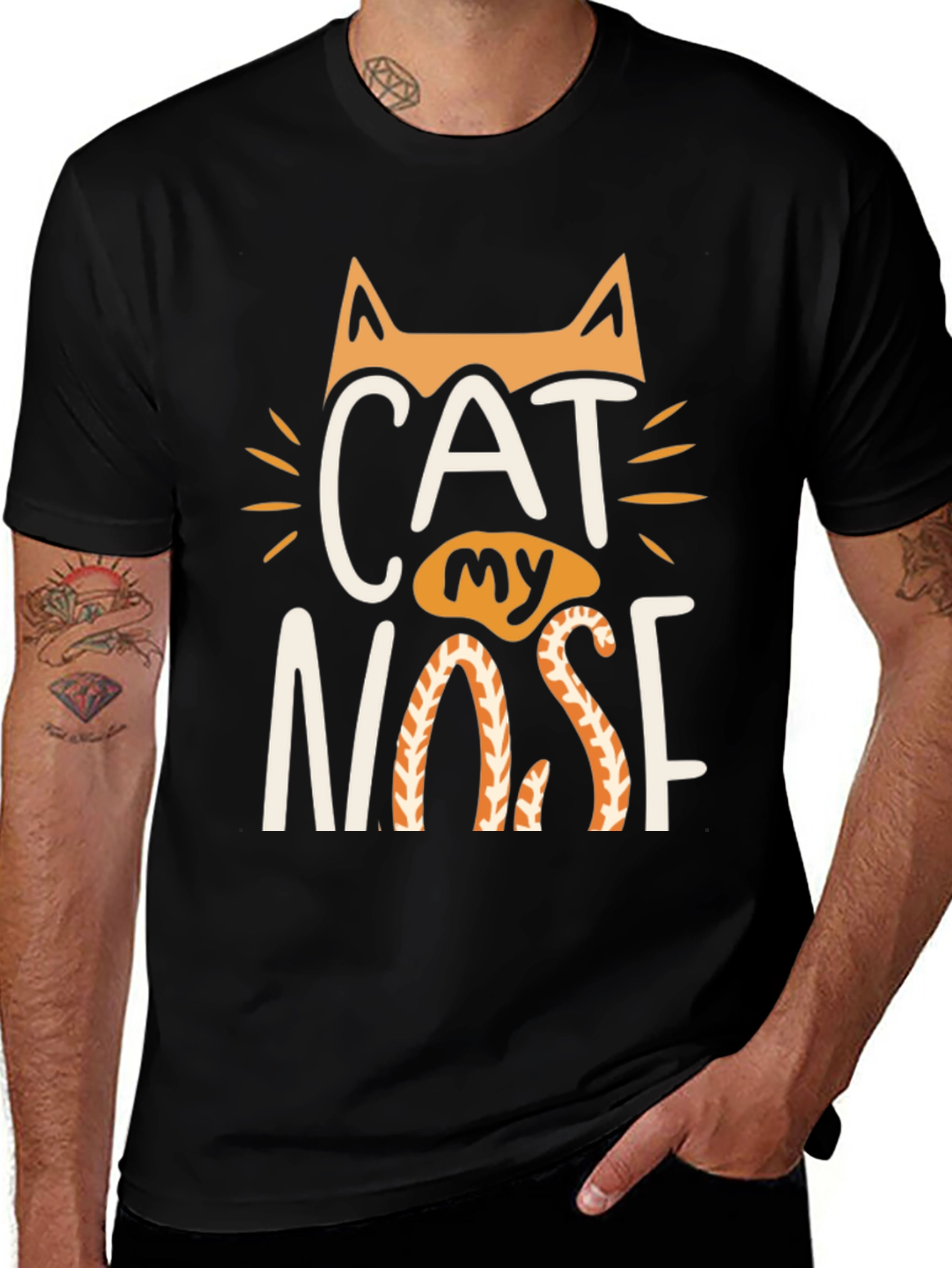 Variant 8 of Cat My Nose Graphic Tee - Black