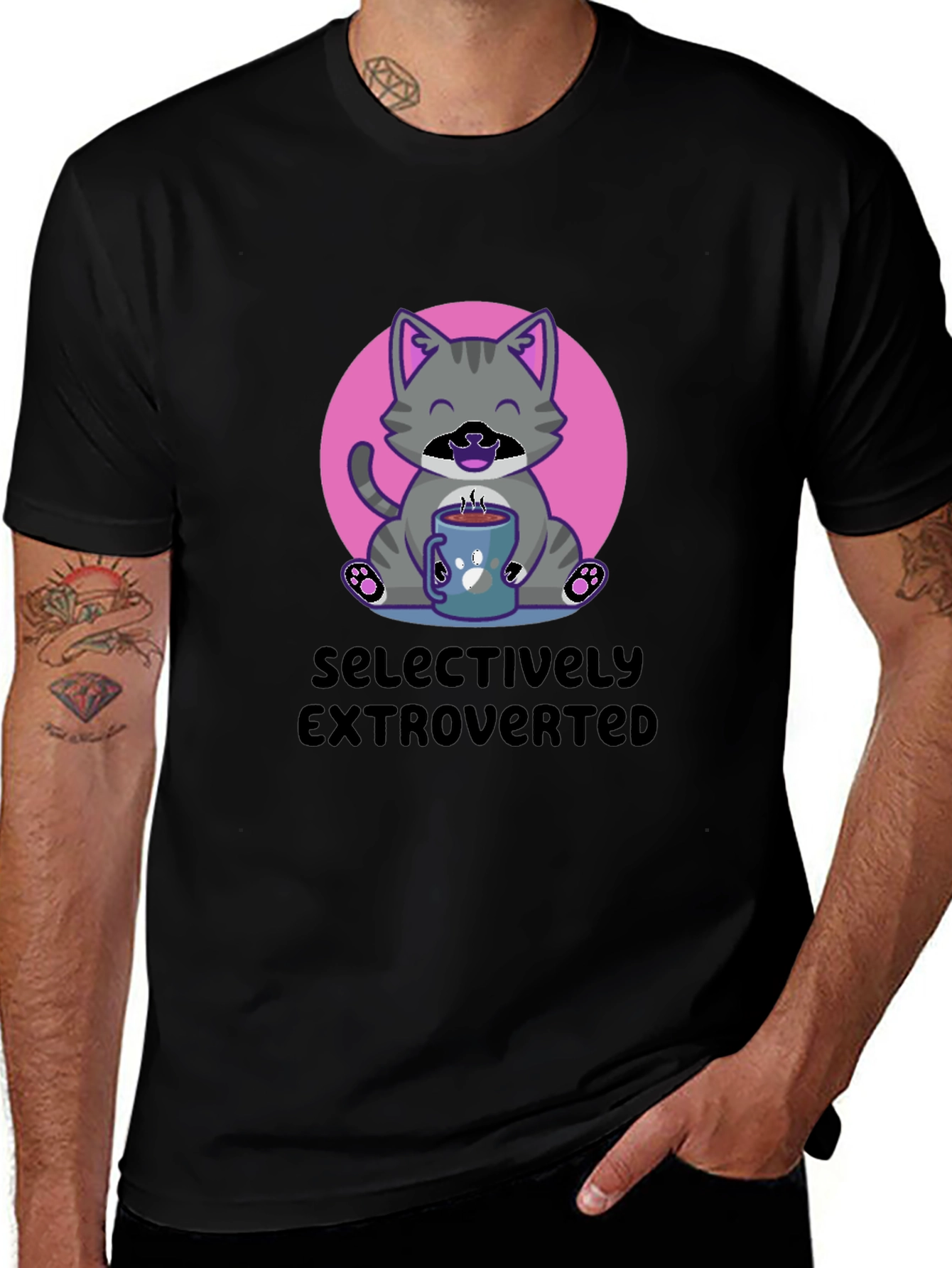 Variant 22 of Selectively Extroverted Cat Graphic T-Shirt