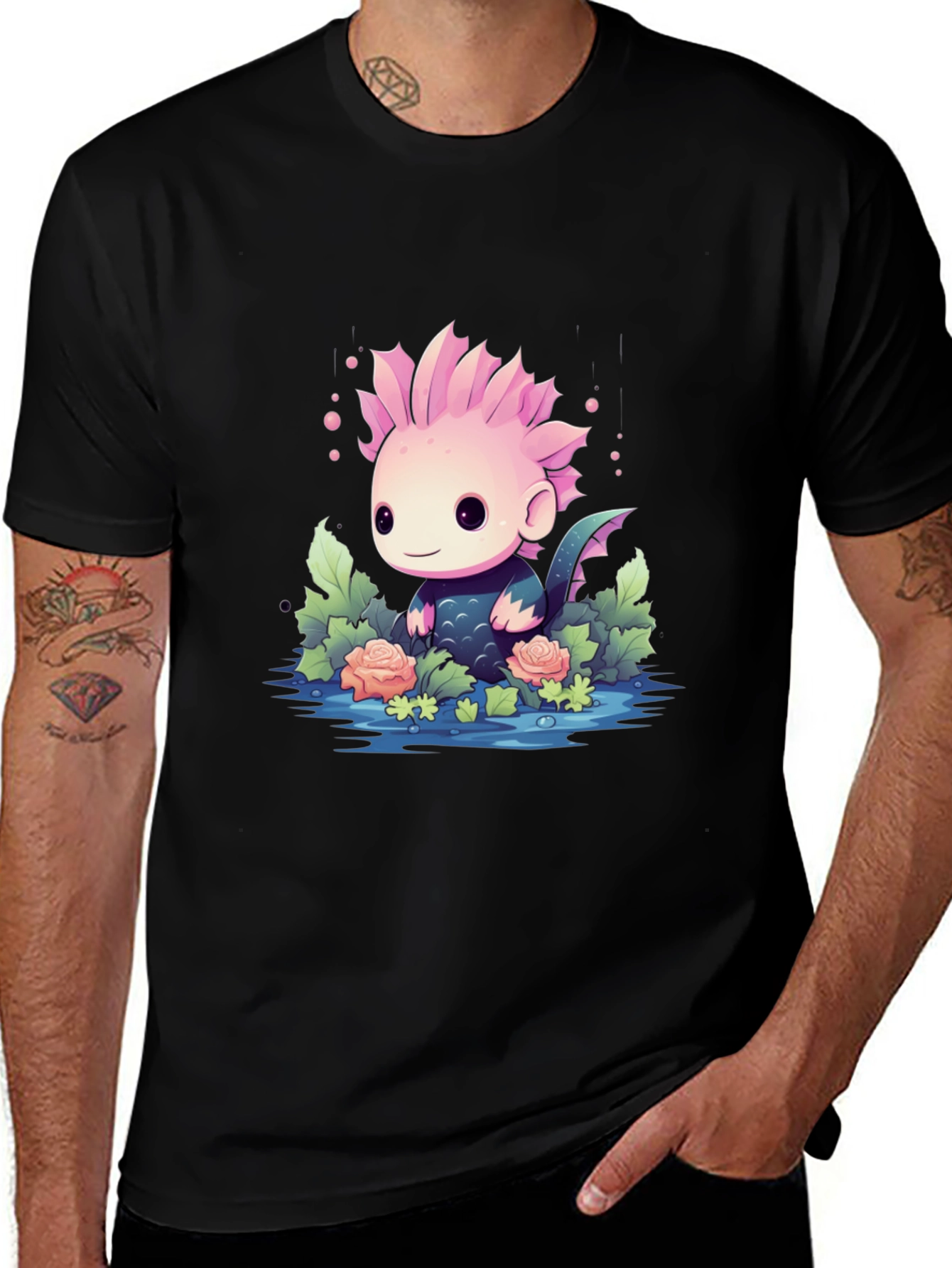 Variant 23 of Cute Axolotl Black T-Shirt