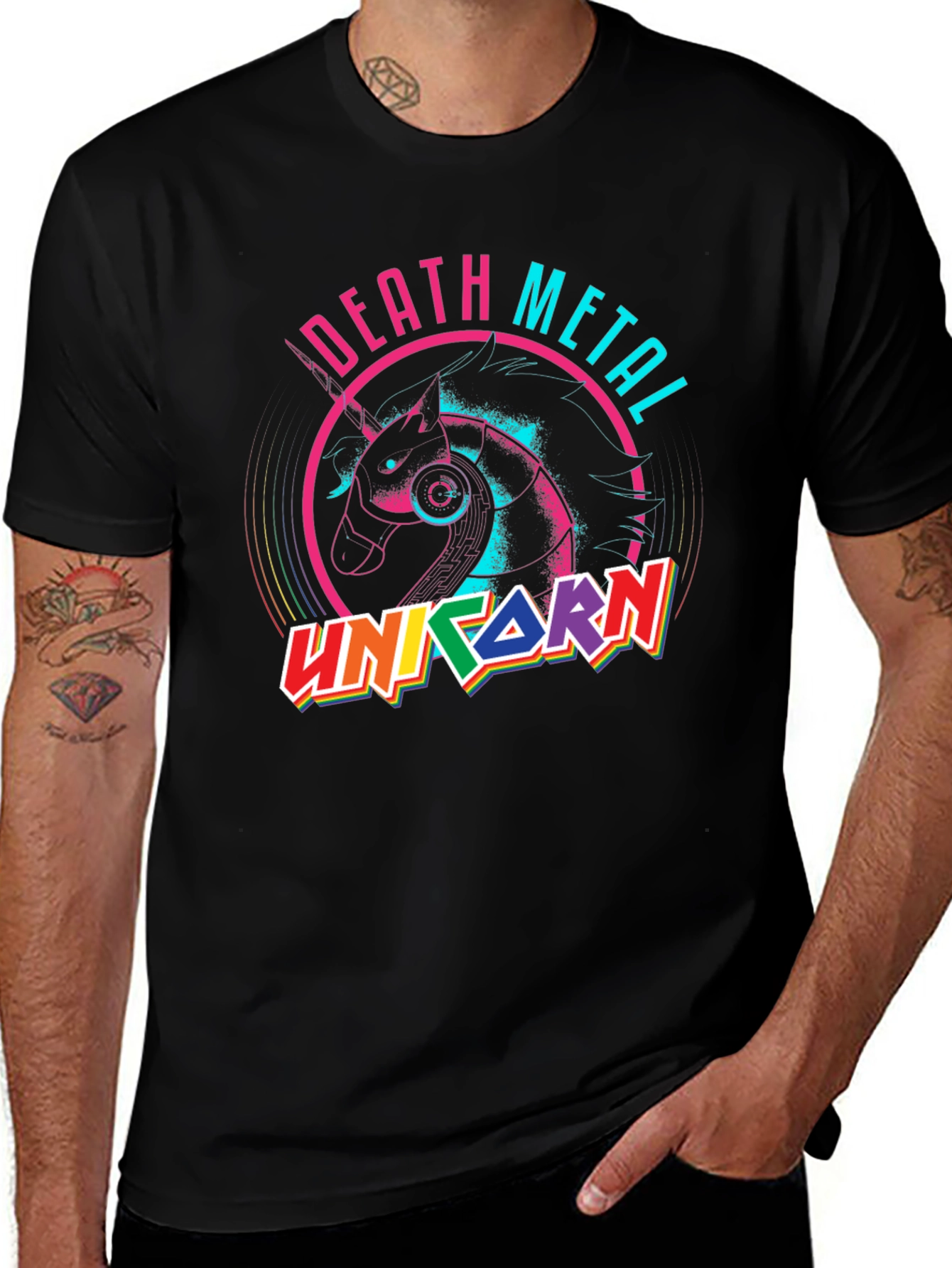 Variant 30 of Death Metal Unicorn Graphic T-Shirt - Black