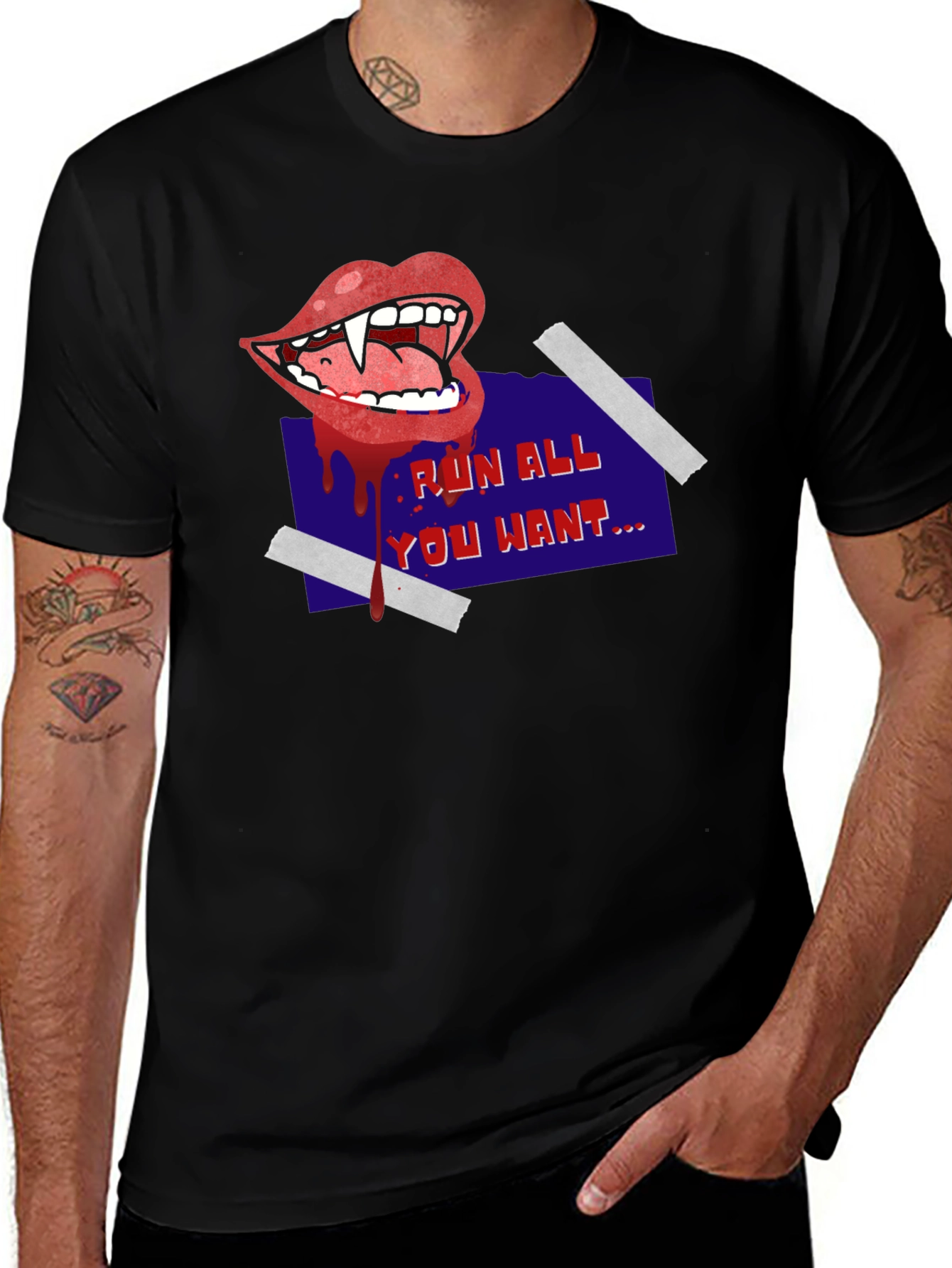 Variant 29 of Run All You Want Vampire Graphic Tee - Black