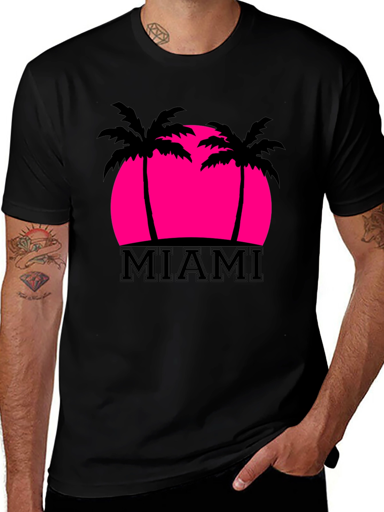 Variant 6 of Miami Palm Sunset Graphic Tee