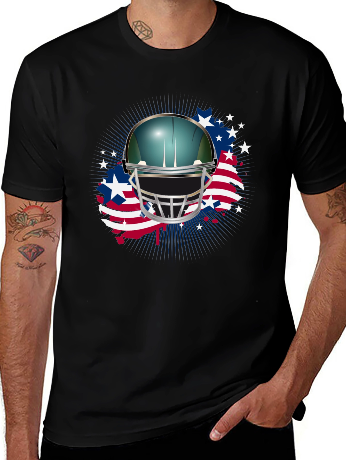 Patriotic Football Helmet Graphic Tee