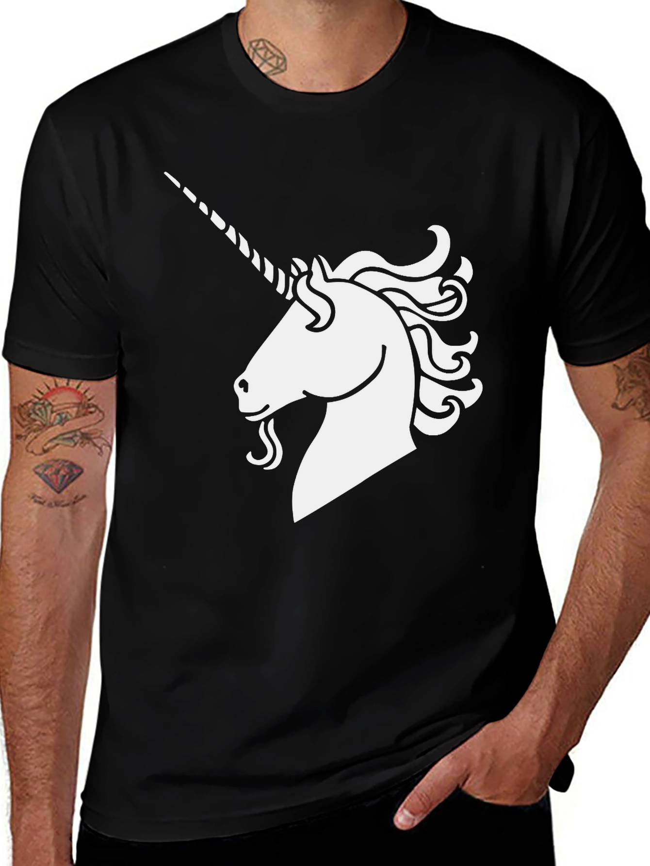 Variant 28 of Unicorn Graphic Tee - Black Cotton Shirt