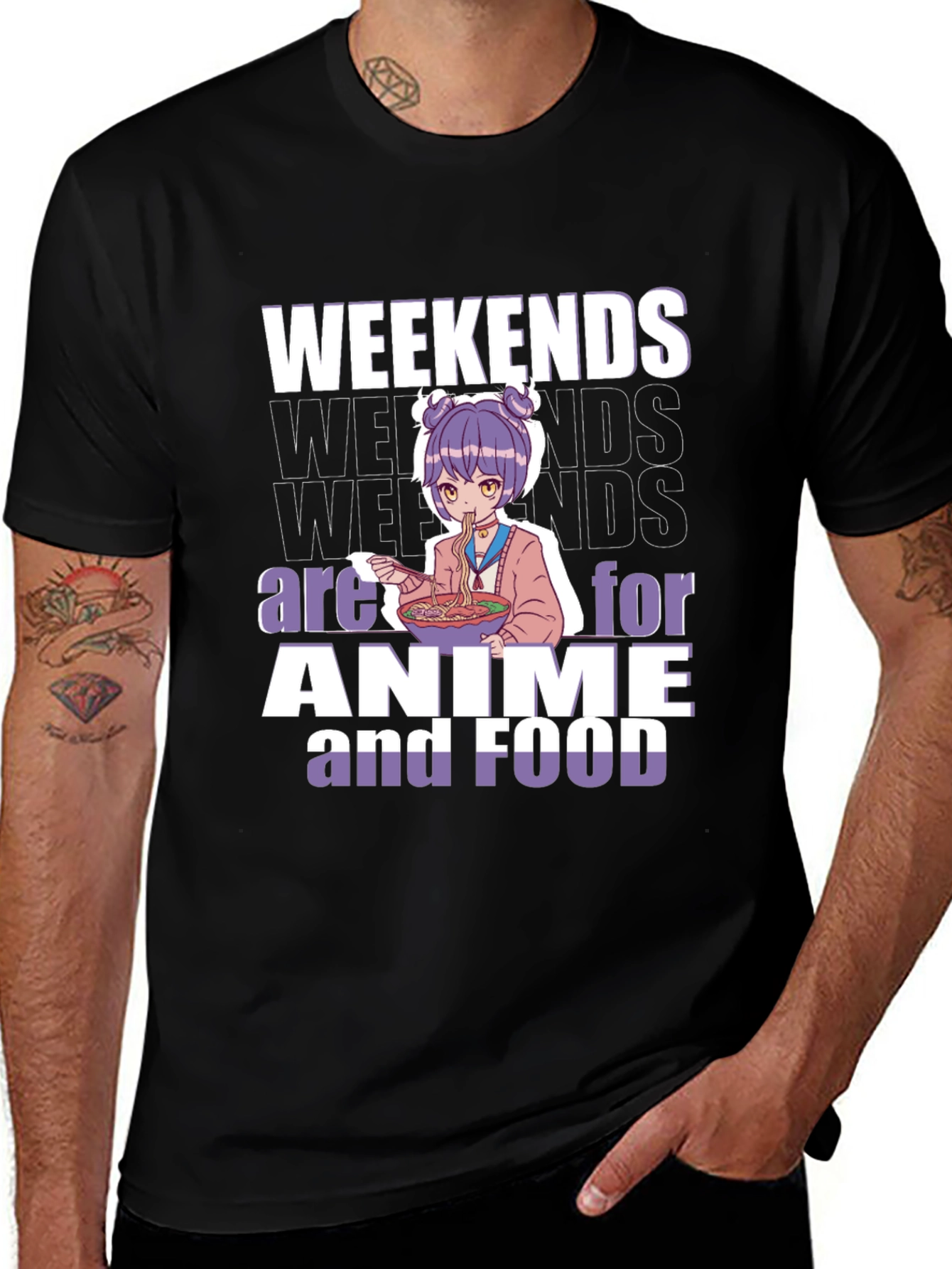 Variant 3 of Weekends are for Anime and Food T-Shirt