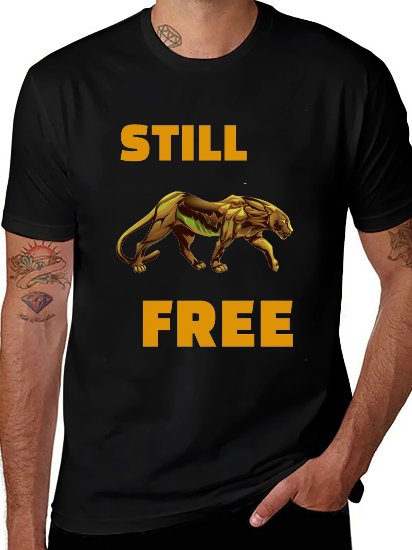 Variant 28 of Still Free Panther Graphic T-Shirt - Black