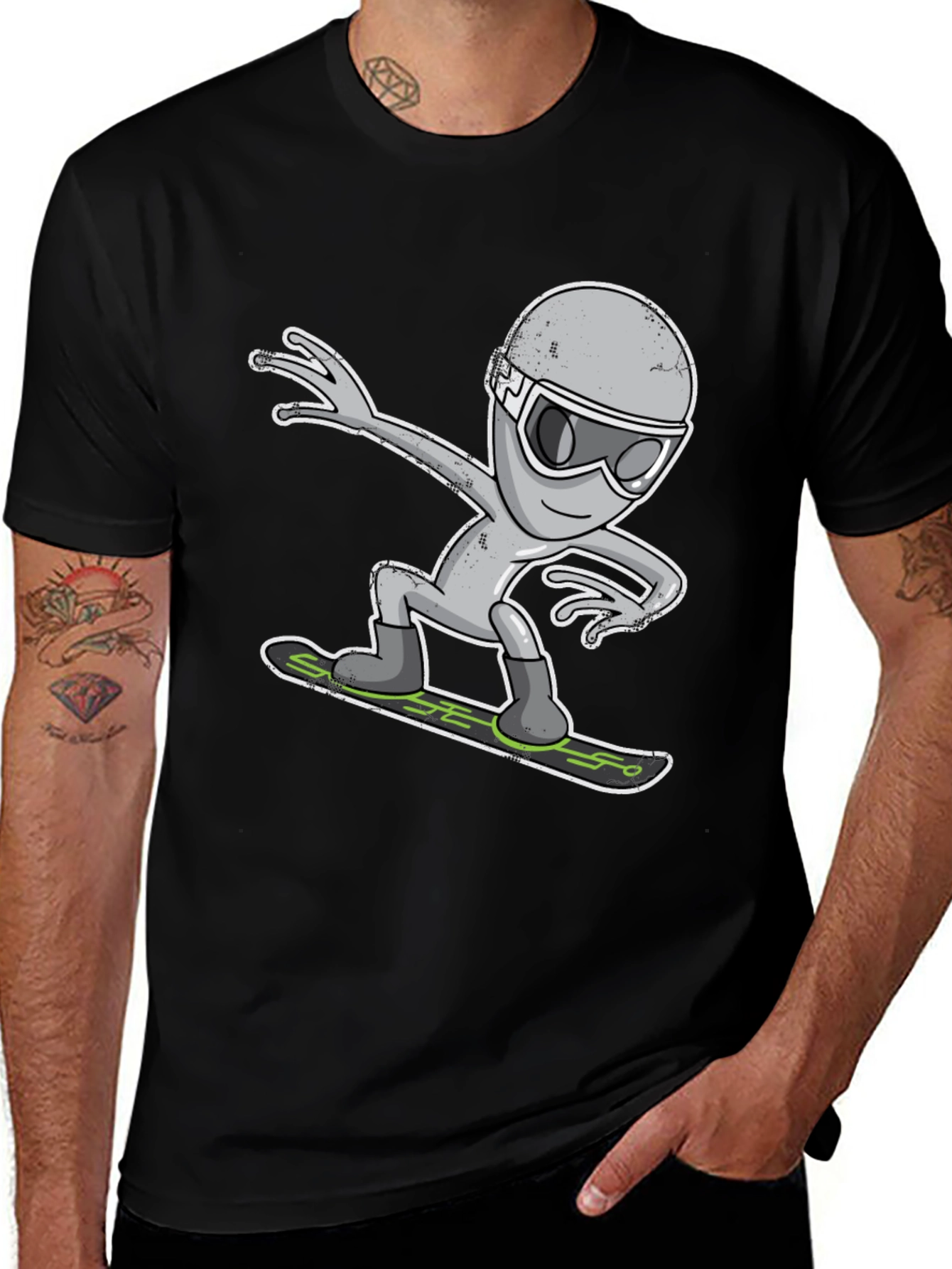 Alien Snowboarding T-Shirt - Cool Graphic Tee