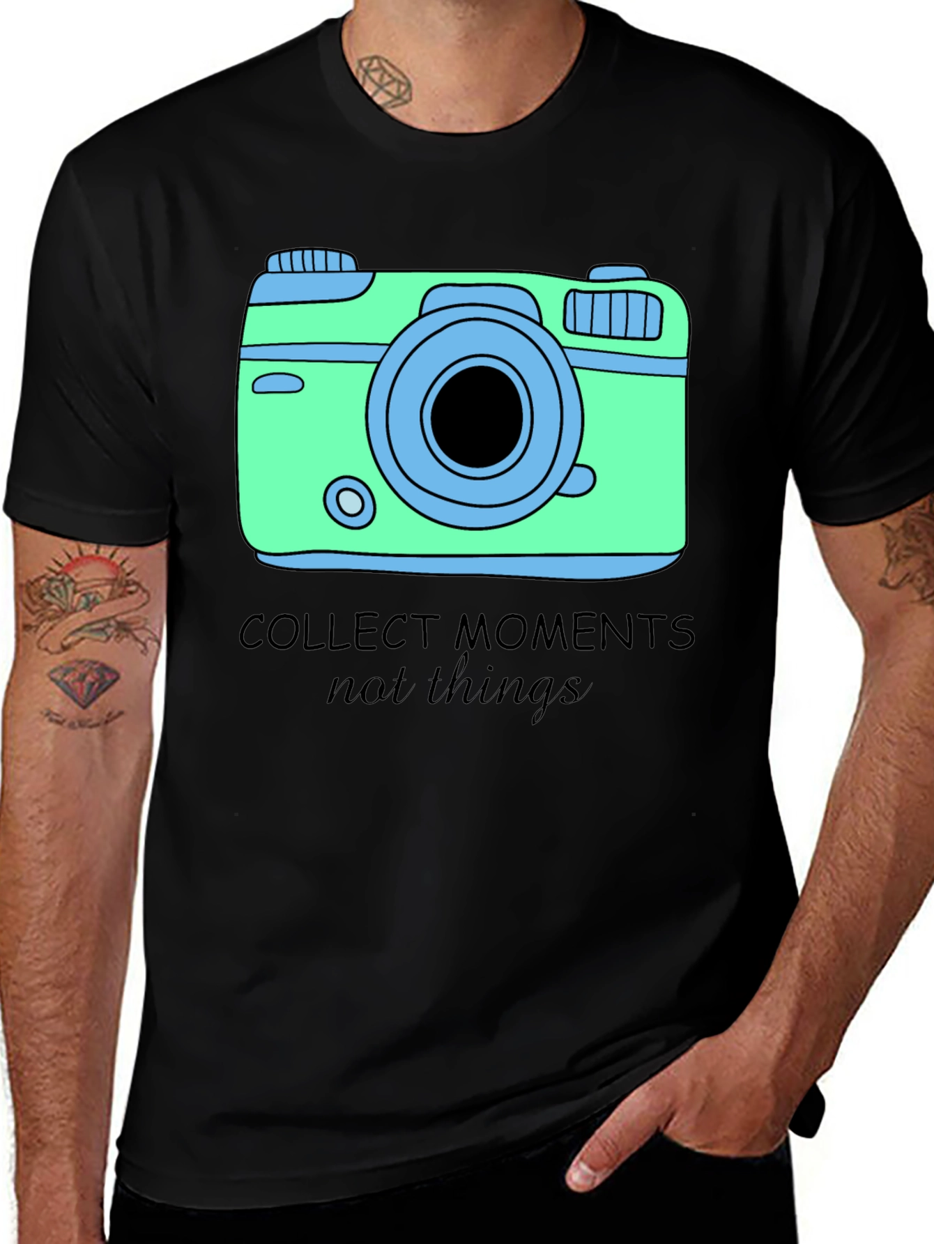 Variant 20 of Collect Moments Graphic Tee - Camera Design Black Shirt