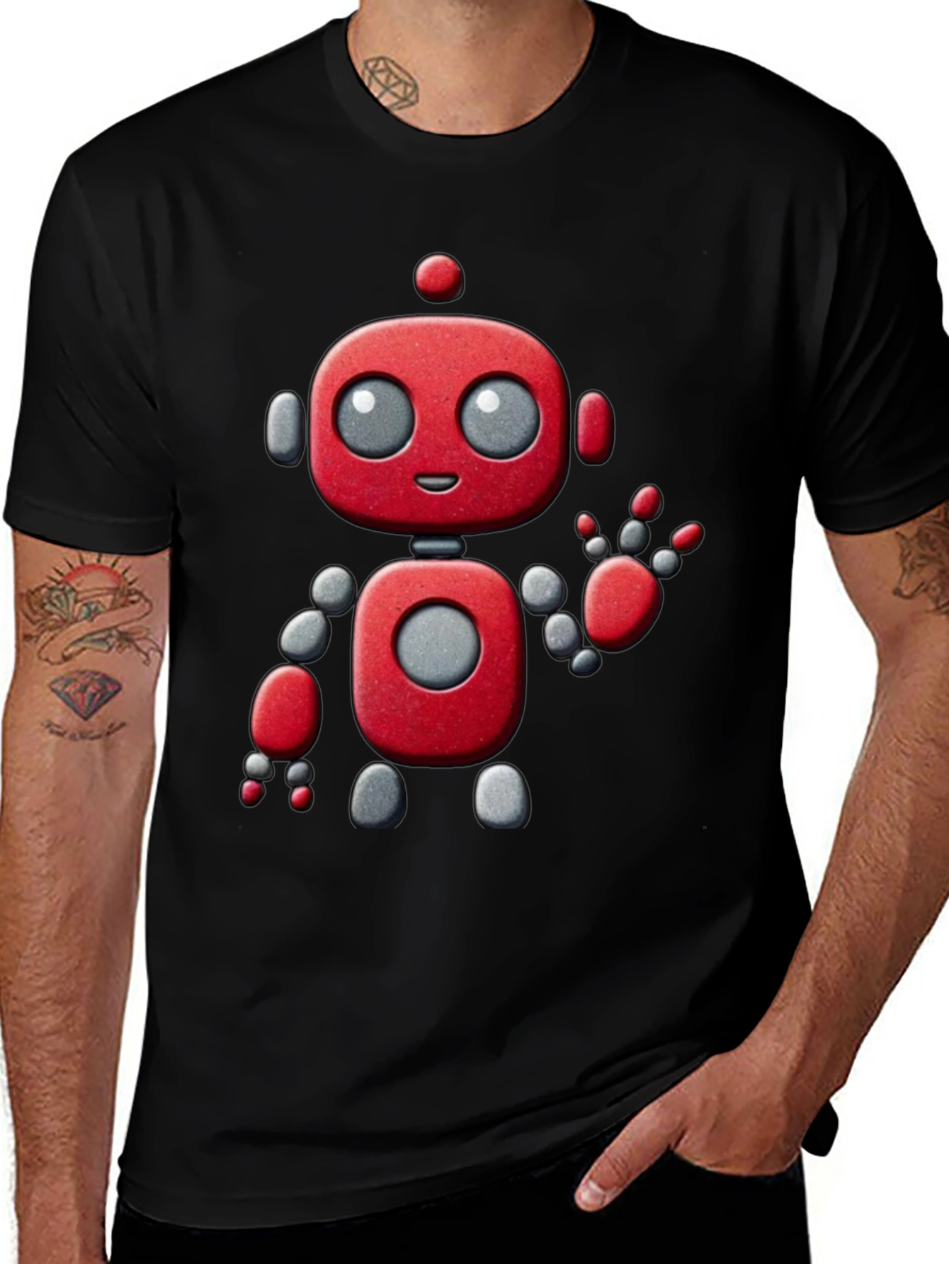 Robot Graphic Tee - Fun & Stylish Black T-Shirt