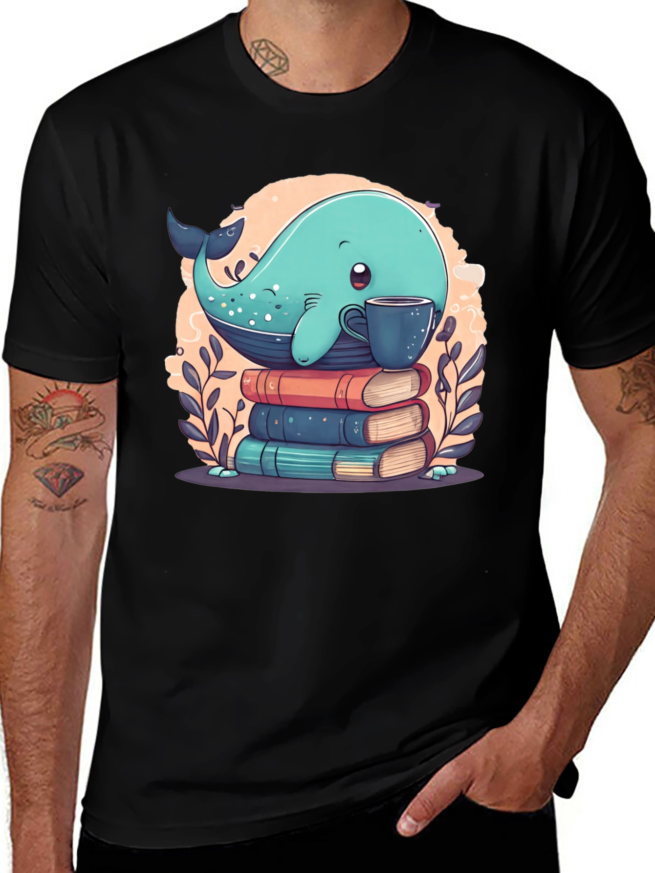 Variant 7 of Whale Reading T-Shirt
