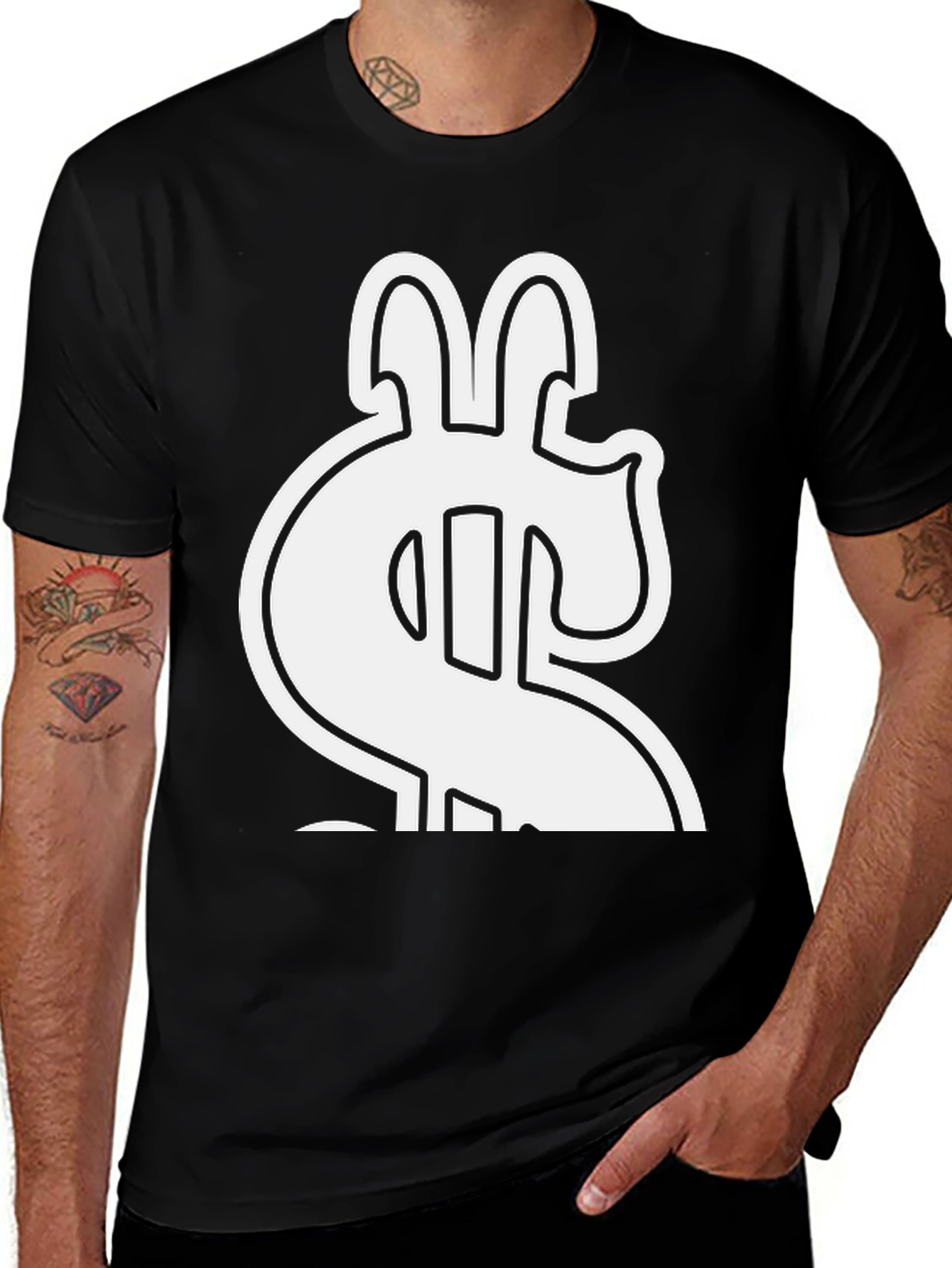 Variant 21 of Bold Dollar Sign Graphic Tee - Classic Black