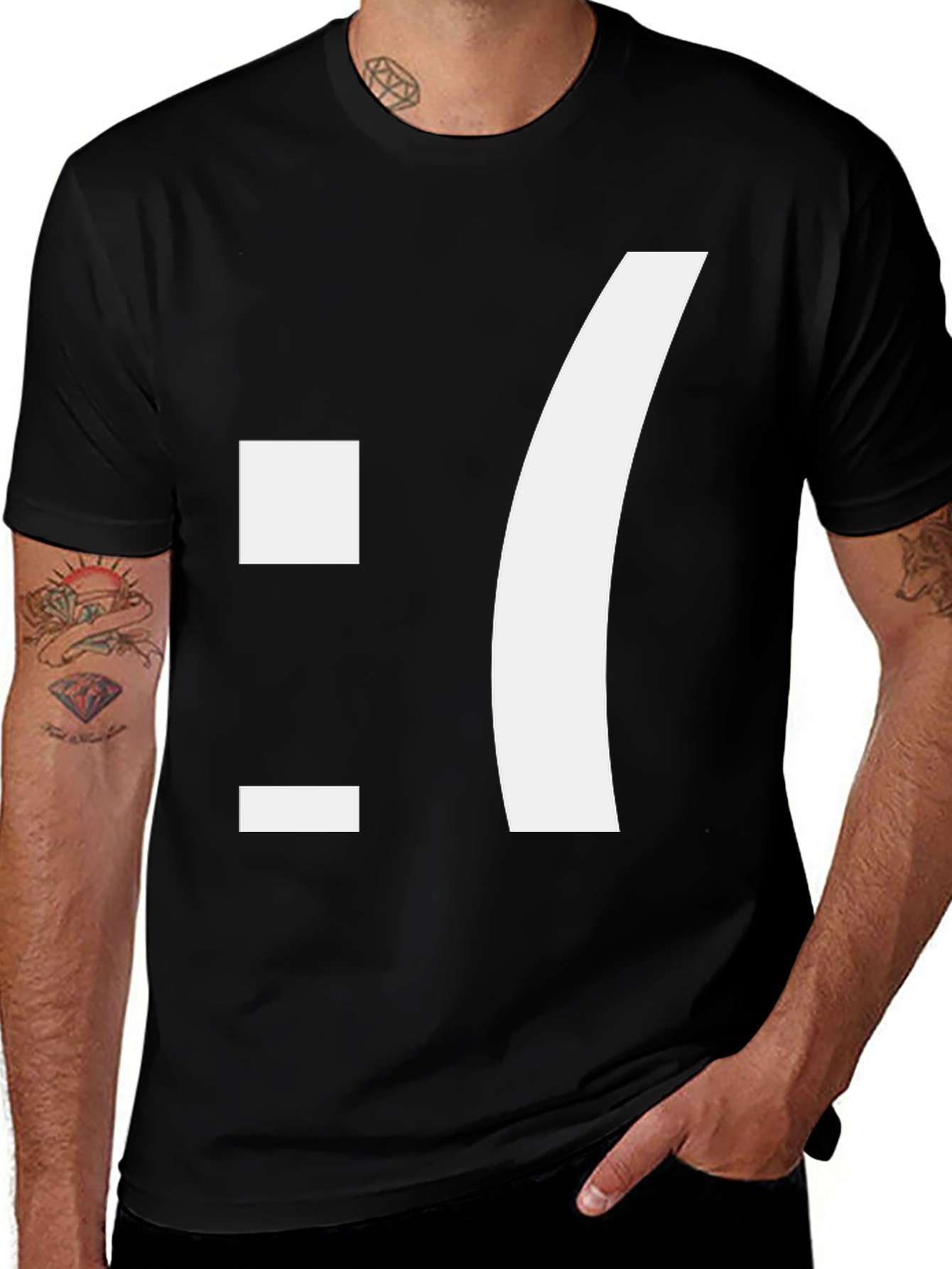 Sad Emoticon T-Shirt - Black