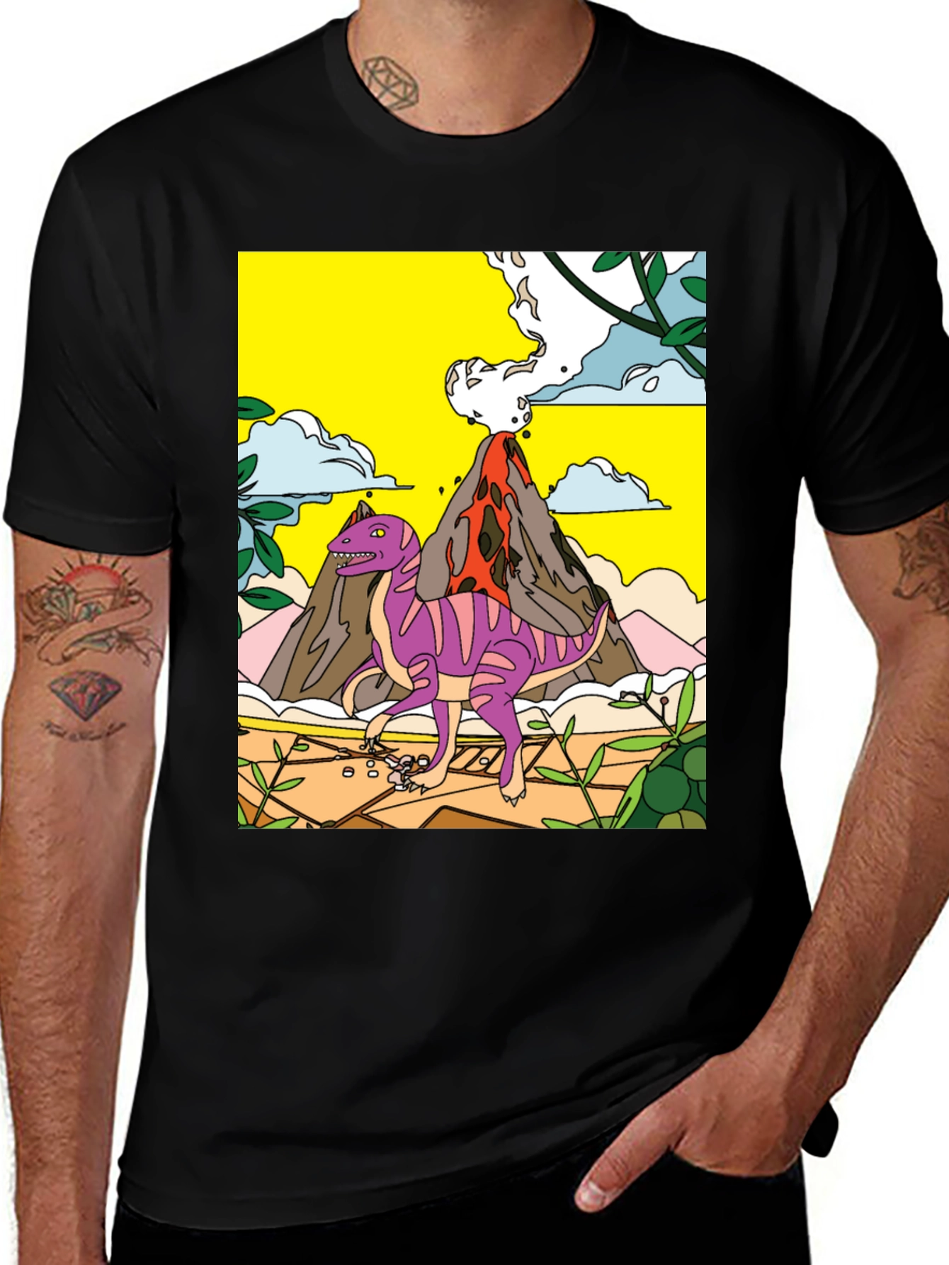 Variant 27 of Dinosaur Volcano Graphic Tee - Unique Design!