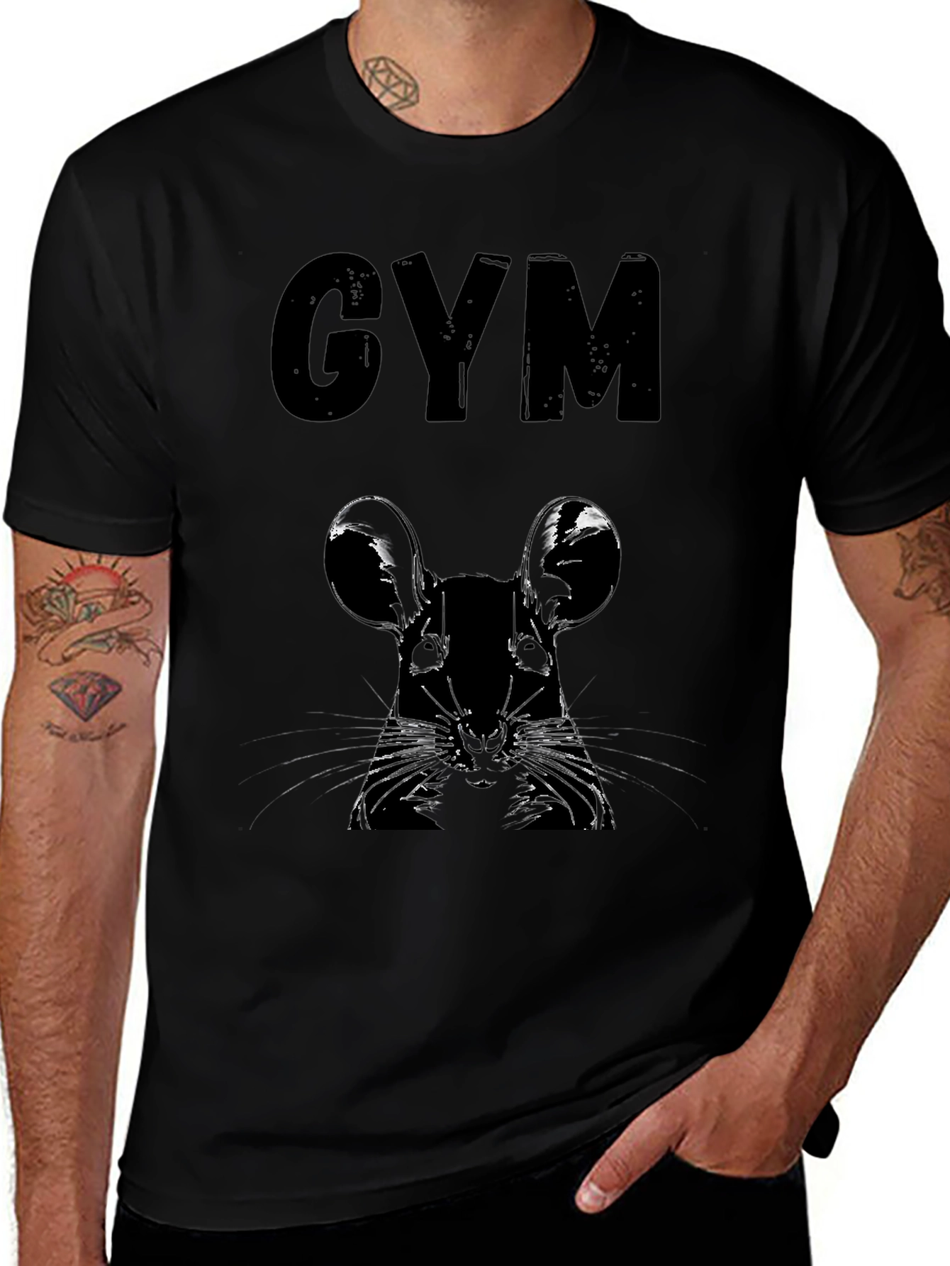 Variant 26 of Gym Rat Graphic Tee - Black Cotton T-Shirt