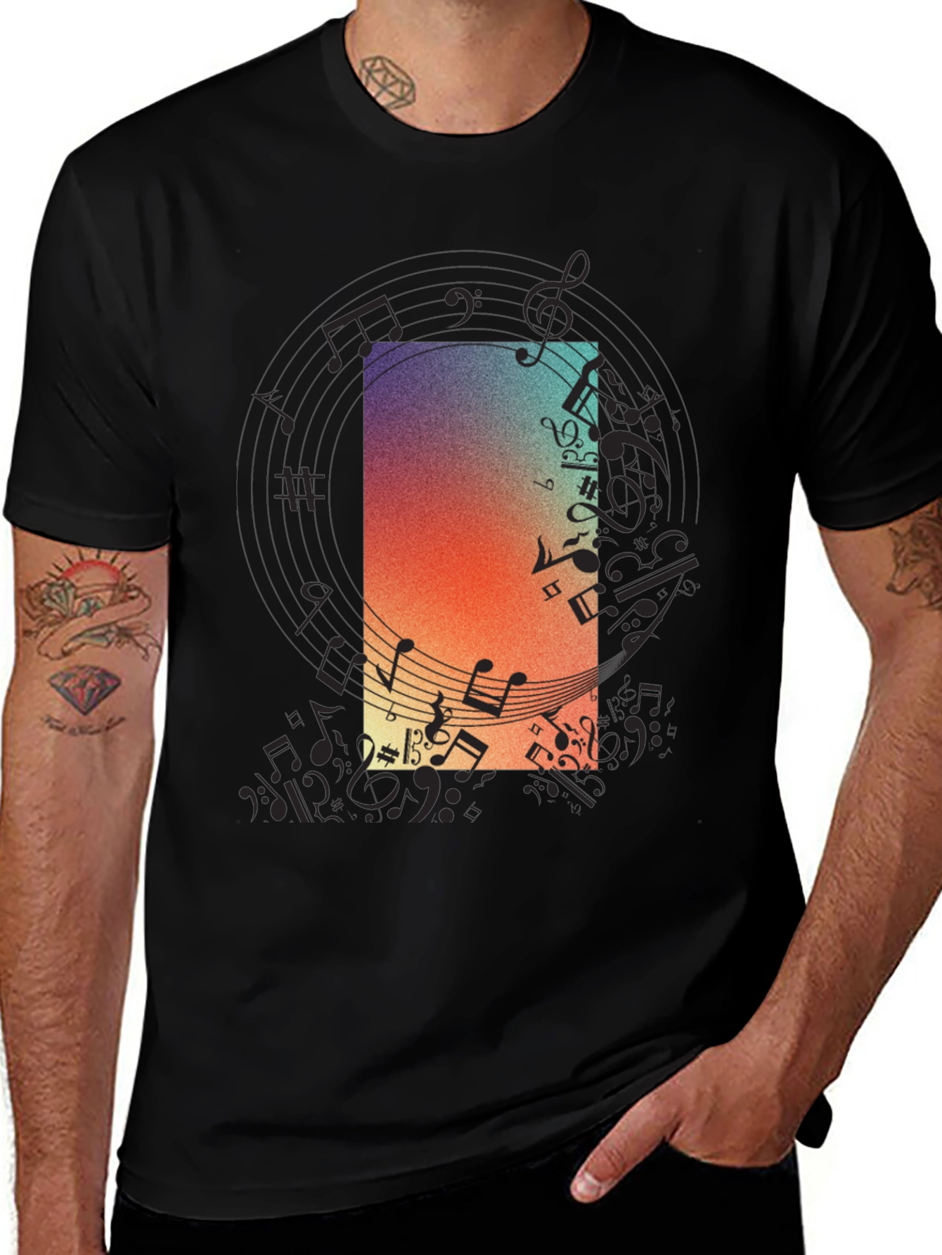 Variant 11 of Music Note Graphic Tee - Black Casual T-Shirt
