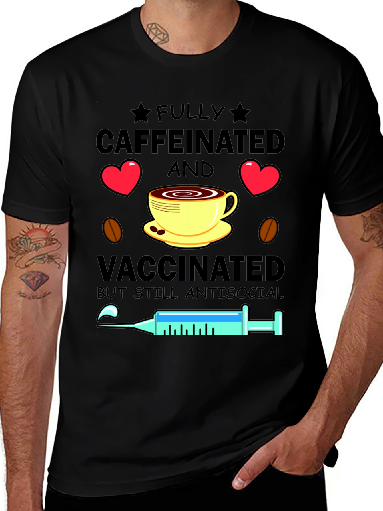 Variant 21 of Fully Caffeinated & Vaccinated T-Shirt