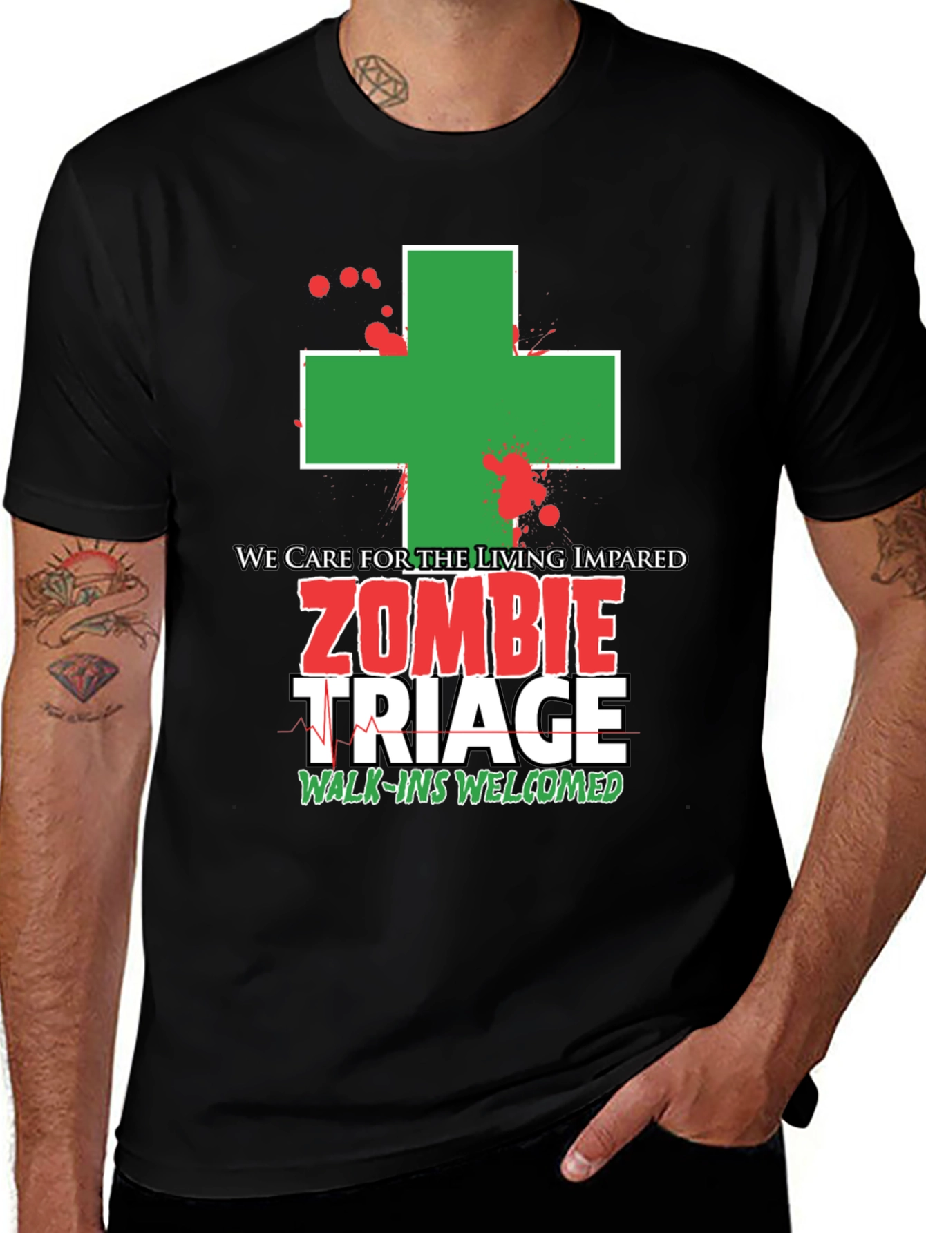 Variant 9 of Zombie Triage Graphic Tee - We Care for the Living Impaired