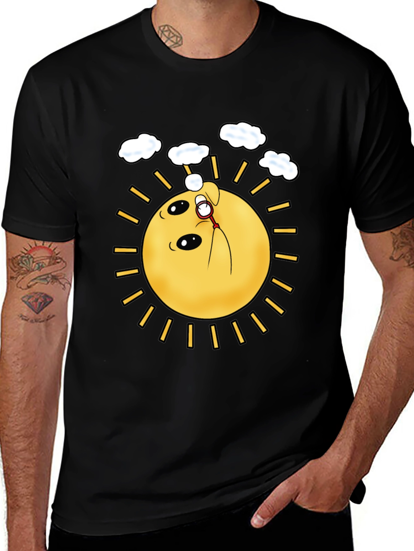 Variant 4 of Funny Sun Blowing Bubbles Graphic Tee