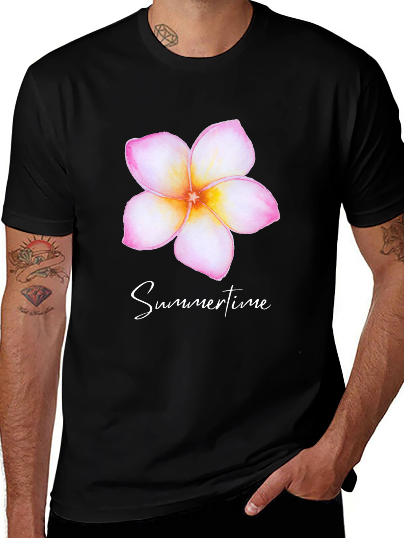 Variant 9 of Tropical Flower Summertime Black T-Shirt
