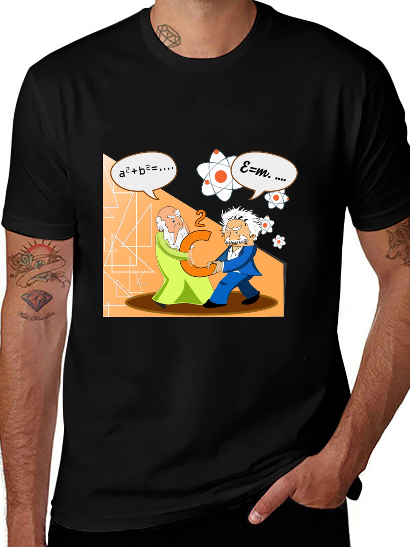Variant 30 of Science Humor T-Shirt: Einstein vs. Newton