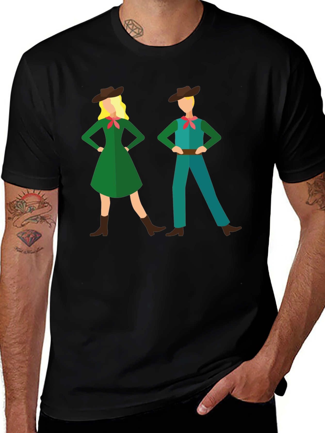 Western Graphic Tee - Cowboy & Cowgirl Design