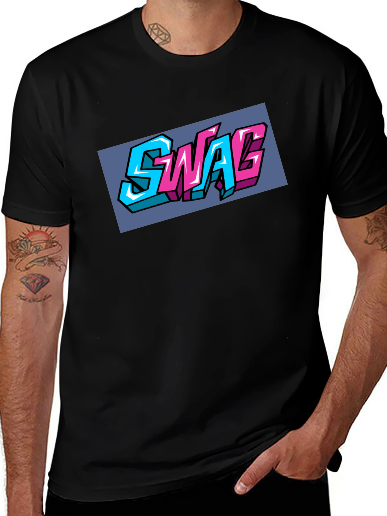Variant 5 of Swag Graphic Tee - Men's Black T-Shirt