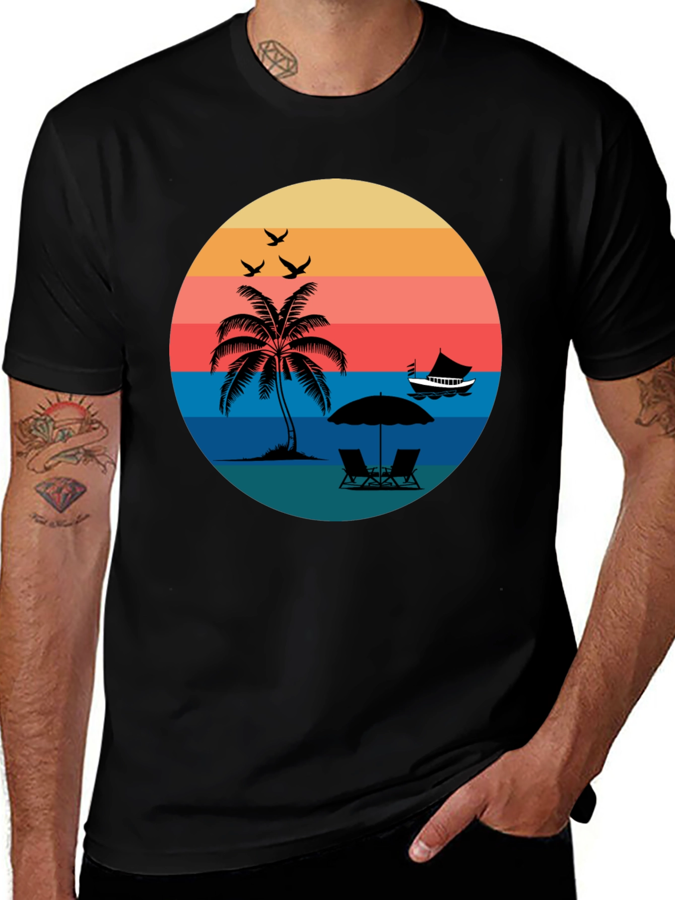 Variant 25 of Retro Sunset Beach T-Shirt