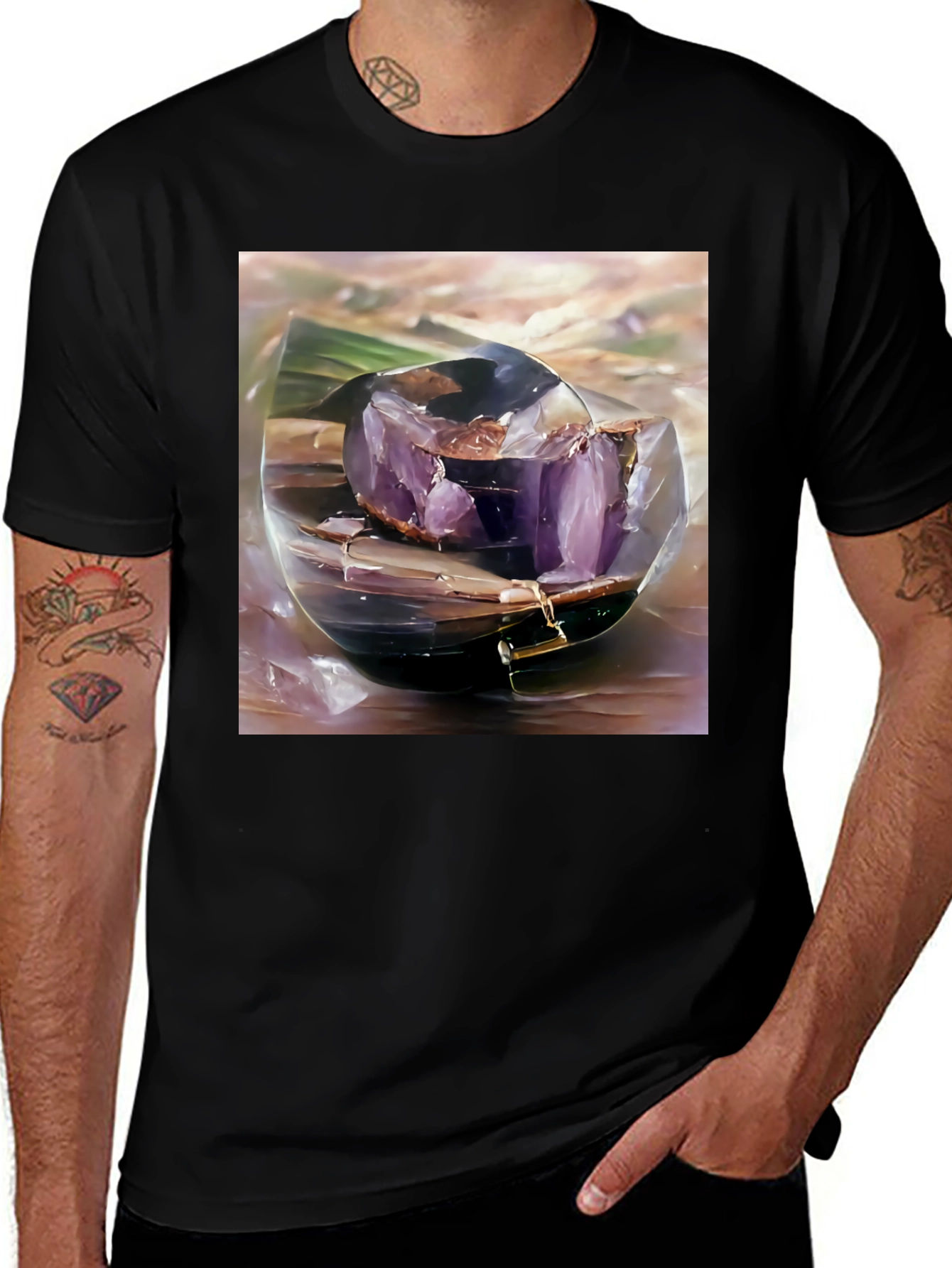 Variant 11 of Amethyst Geode T-Shirt - Unique Crystal Design Tee