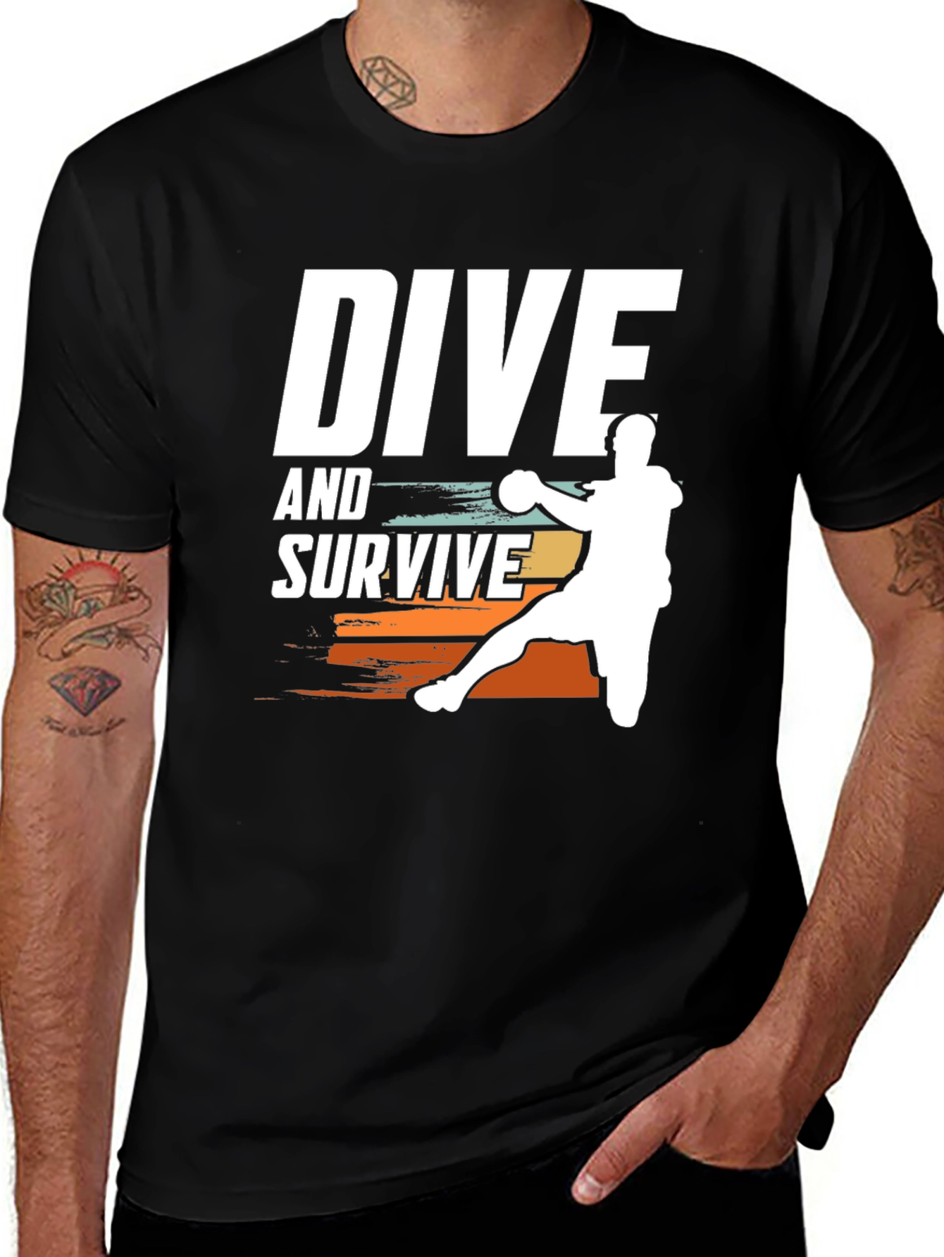 Variant 20 of Dive and Survive Handball Player Graphic T-Shirt