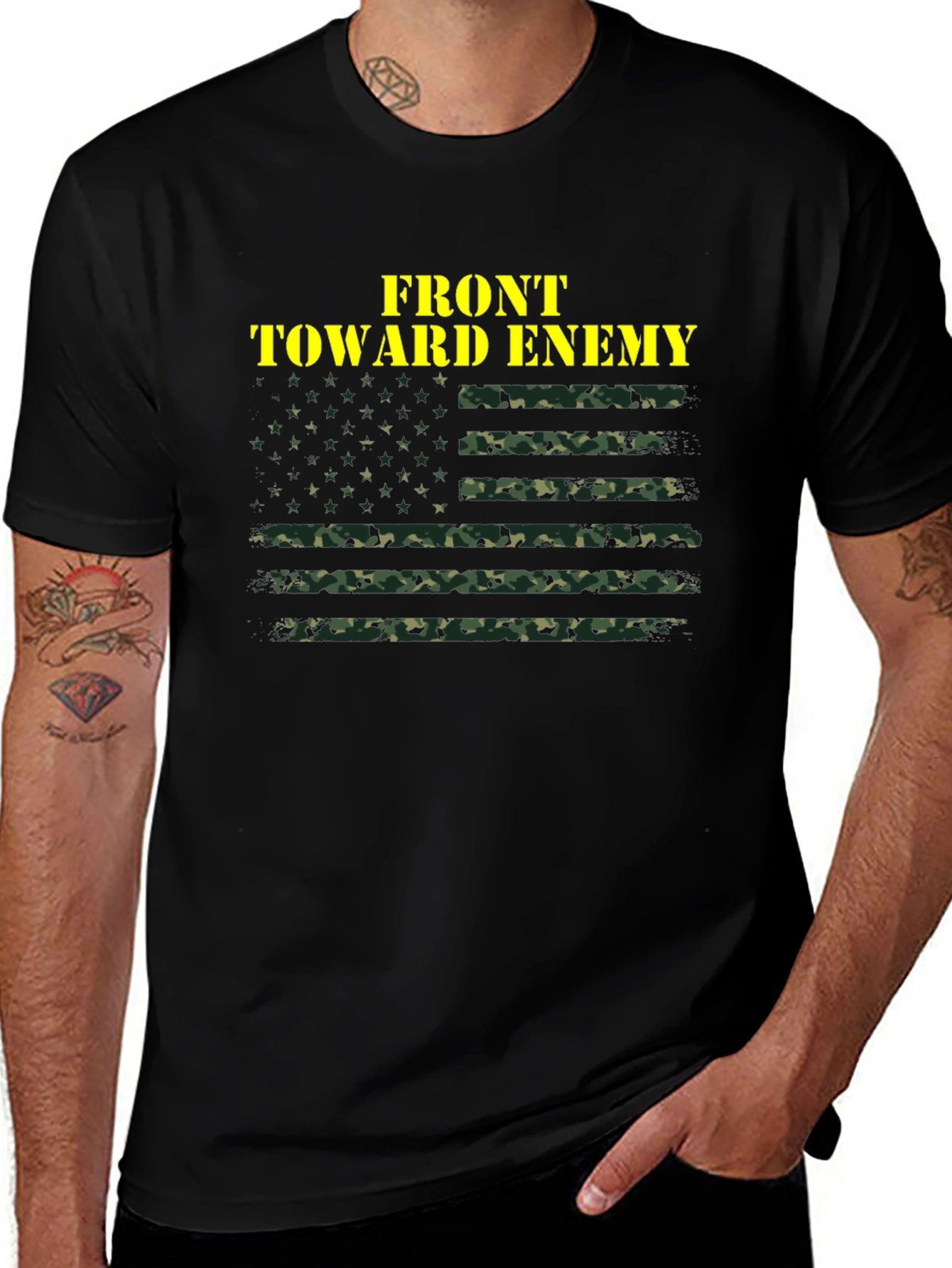 Front Toward Enemy Camo Flag T-Shirt