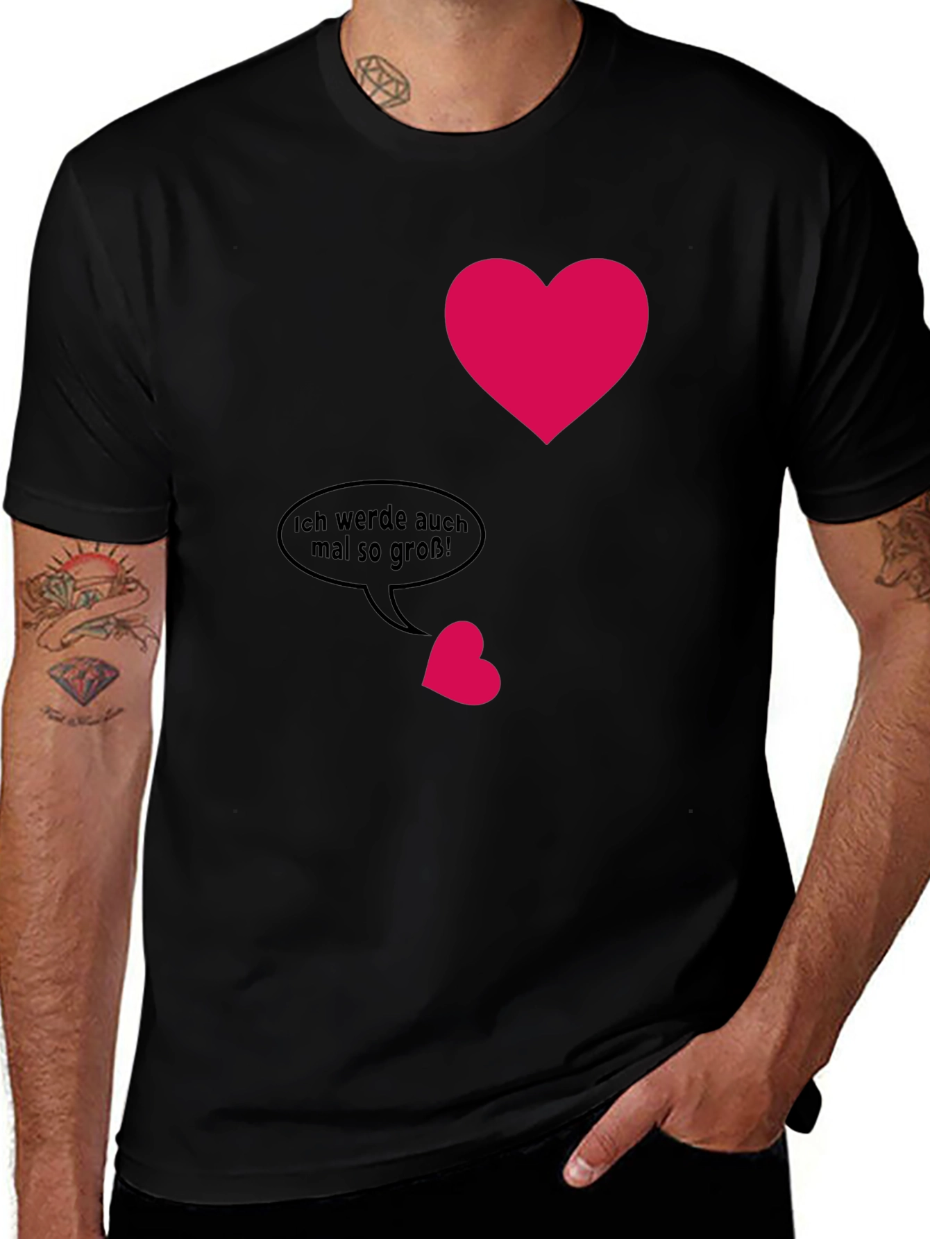 Variant 3 of Heart Graphic Black T-Shirt Novelty Print