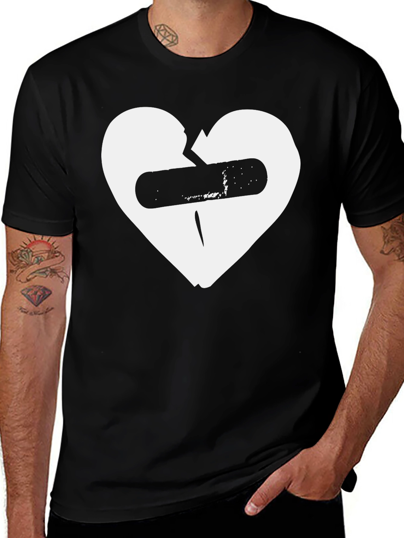 Broken Heart Bandage Graphic T-Shirt