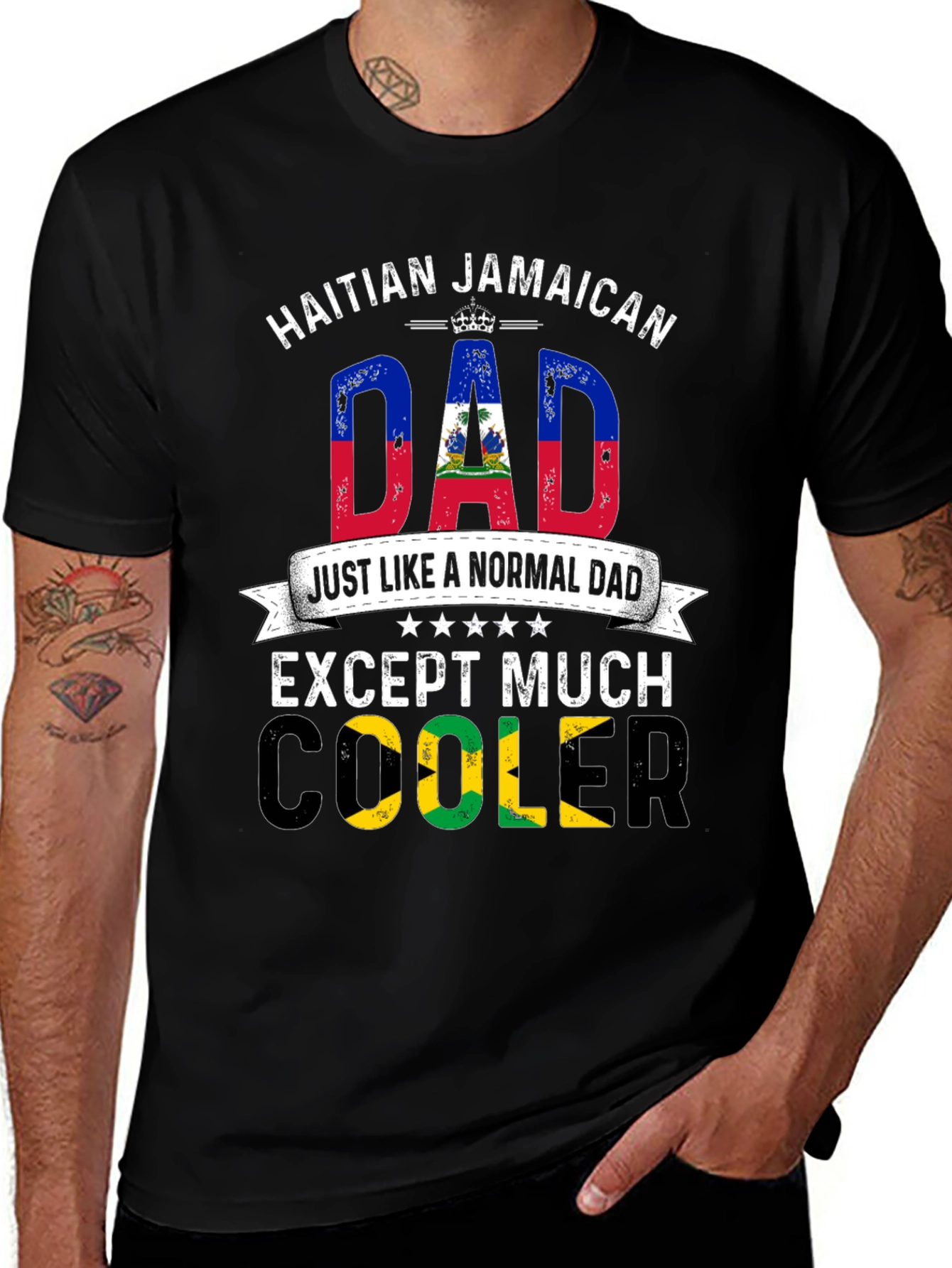 Haitian Jamaican Dad T-Shirt - Cool Father's Day Gift