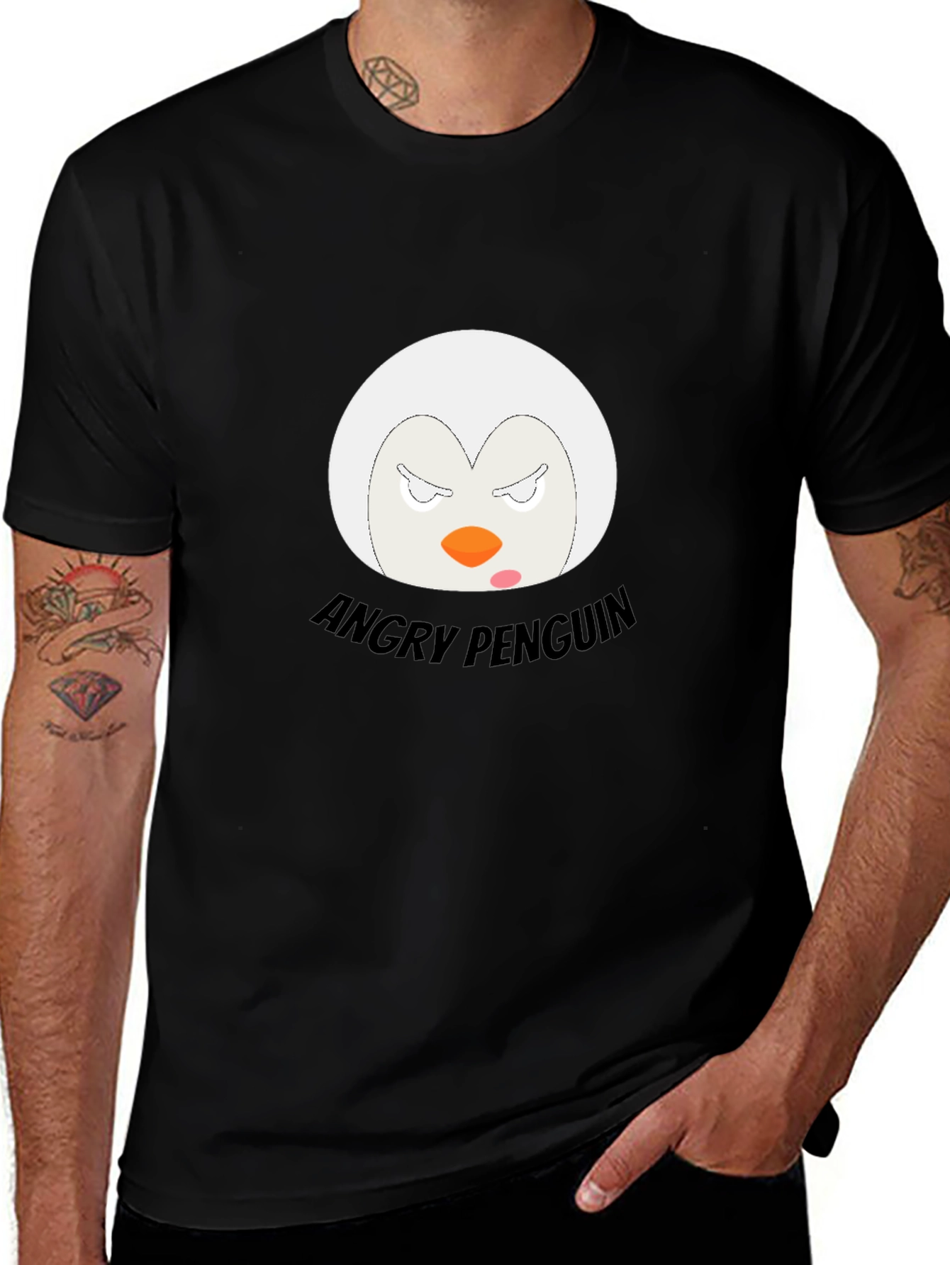 Variant 10 of Angry Penguin Graphic T-Shirt - Black Cotton Tee