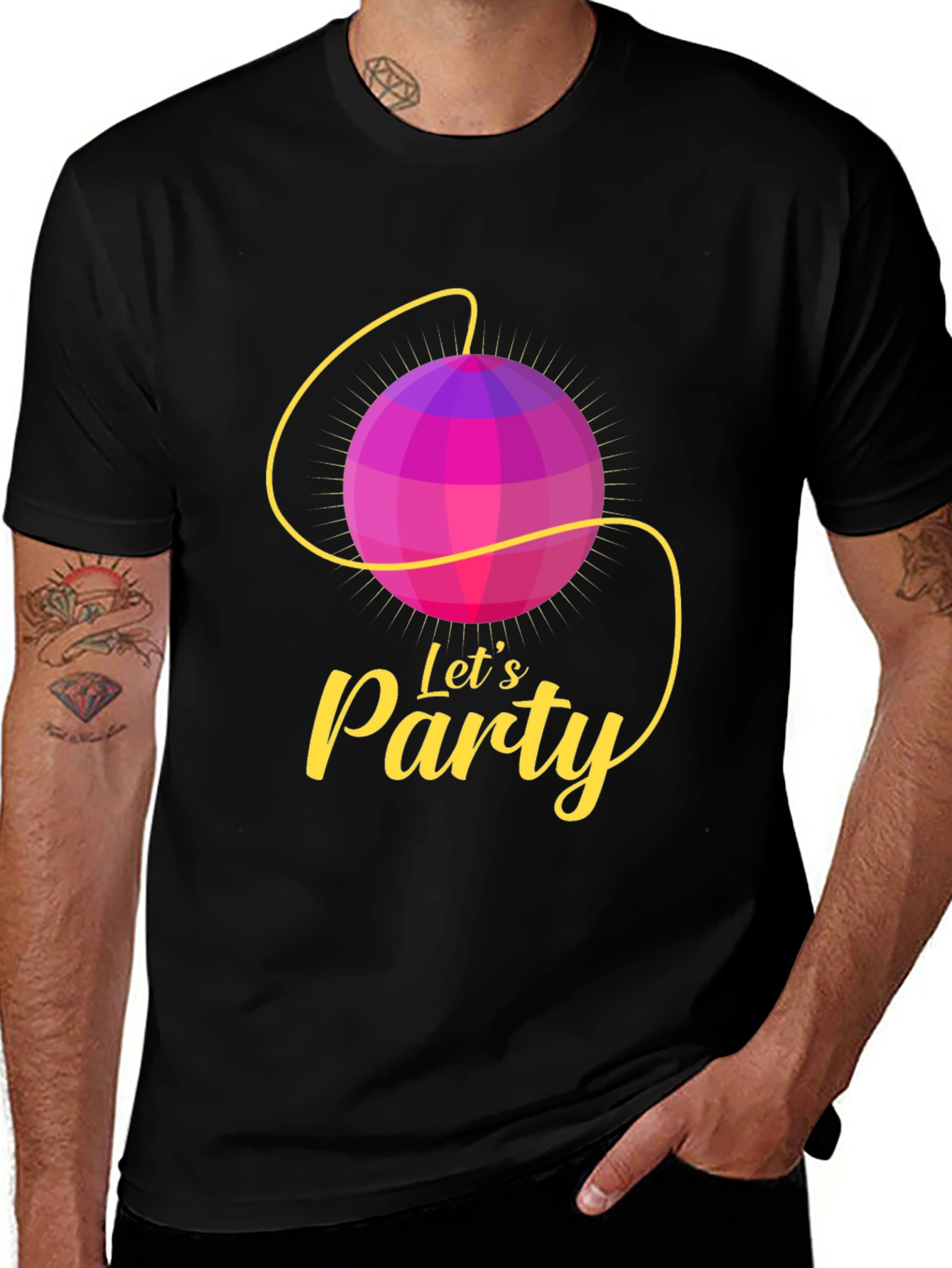 Variant 26 of Let's Party Graphic Tee - Fun Disco Ball Design