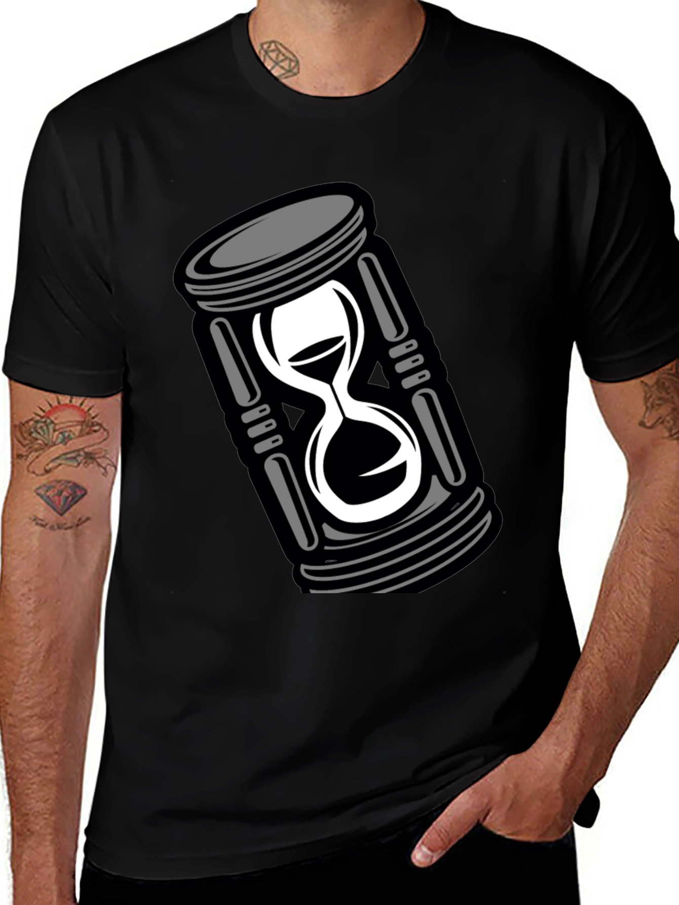 Variant 4 of Hourglass Graphic Tee - Men's Black T-Shirt