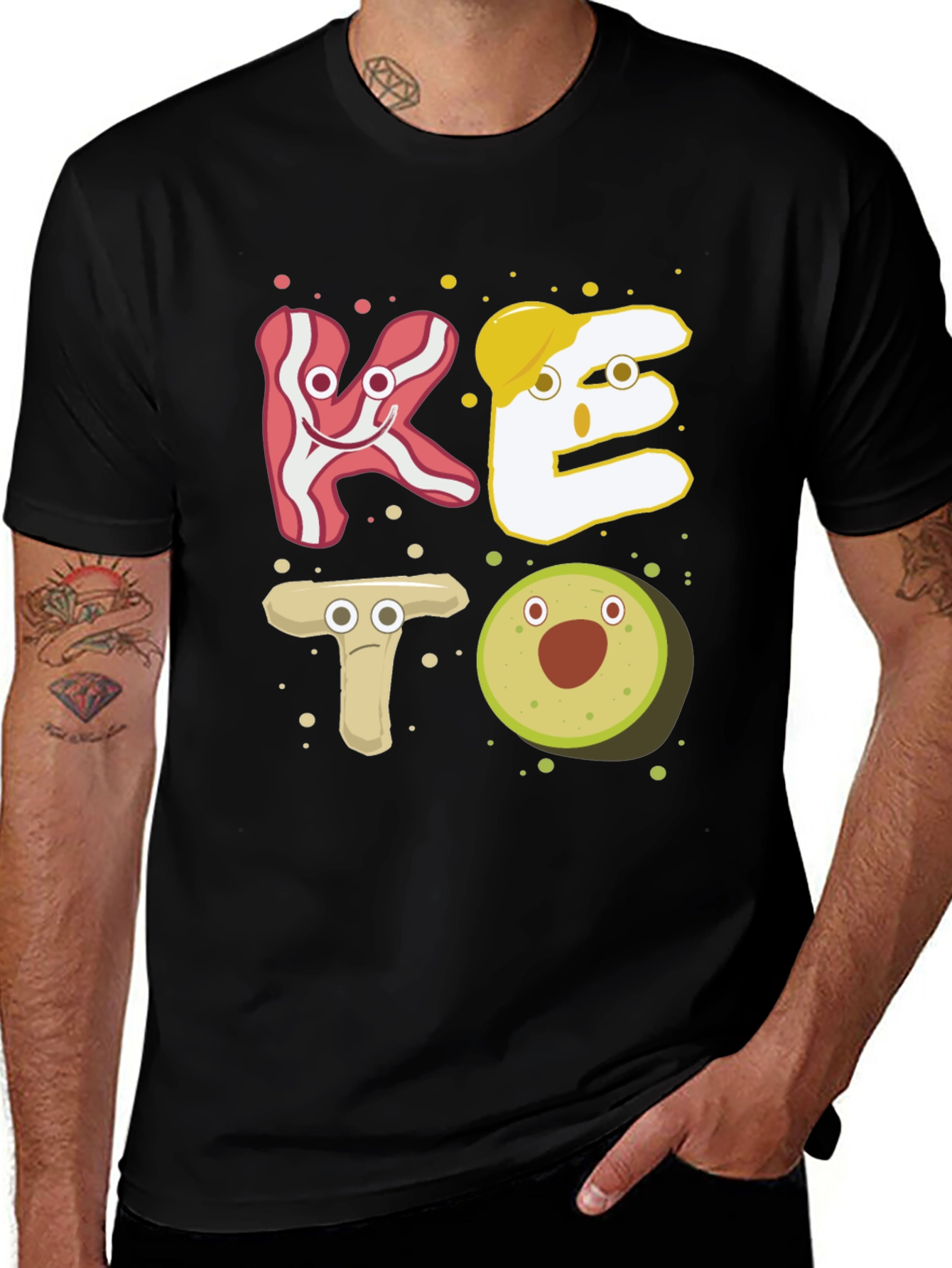 Variant 12 of Keto Cartoon Food T-Shirt - Black