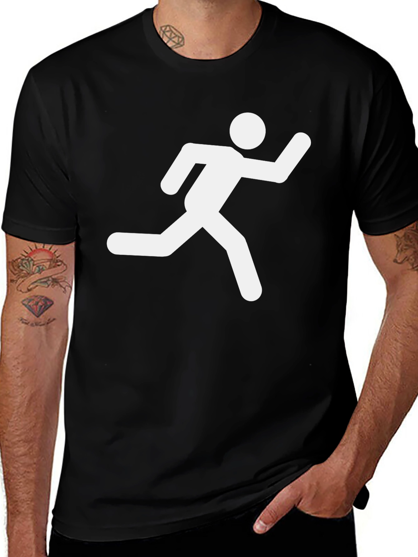 Variant 9 of Running Man Graphic Tee - Black Cotton T-Shirt