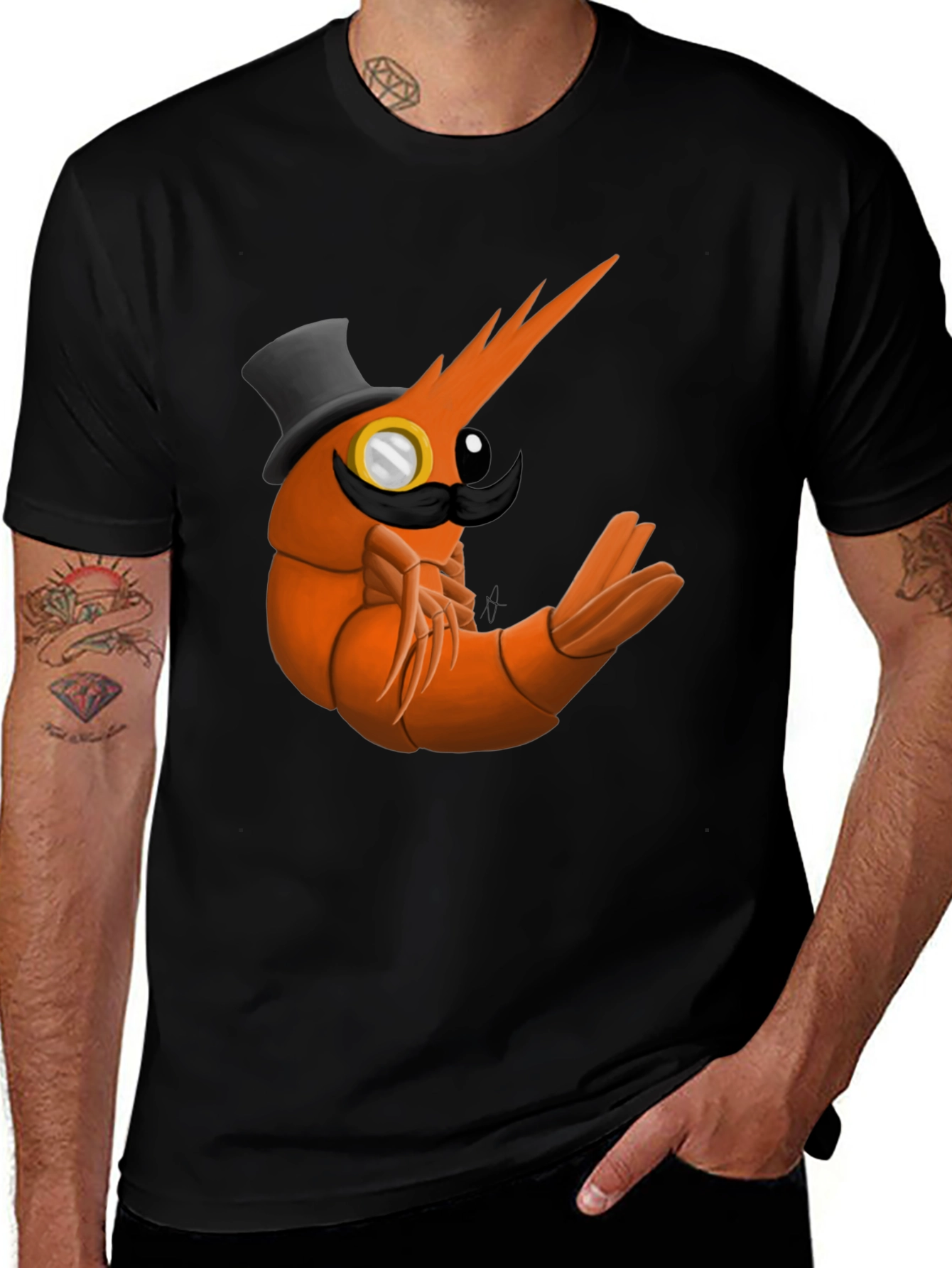 Dapper Shrimp T-Shirt - Humorous Seafood Graphic Tee