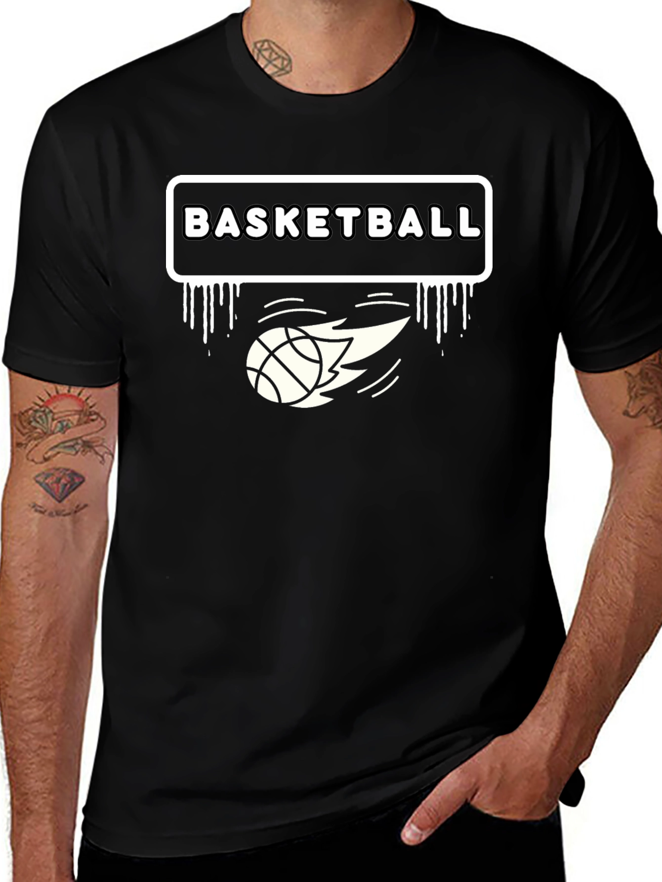 Variant 23 of Basketball Graphic Print Black T-Shirt