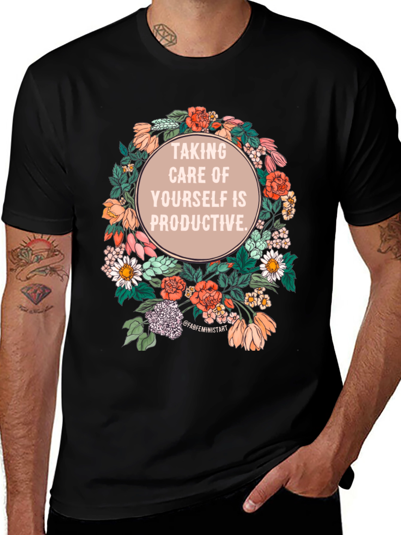 Variant 15 of Self-Care is Productive Floral T-Shirt