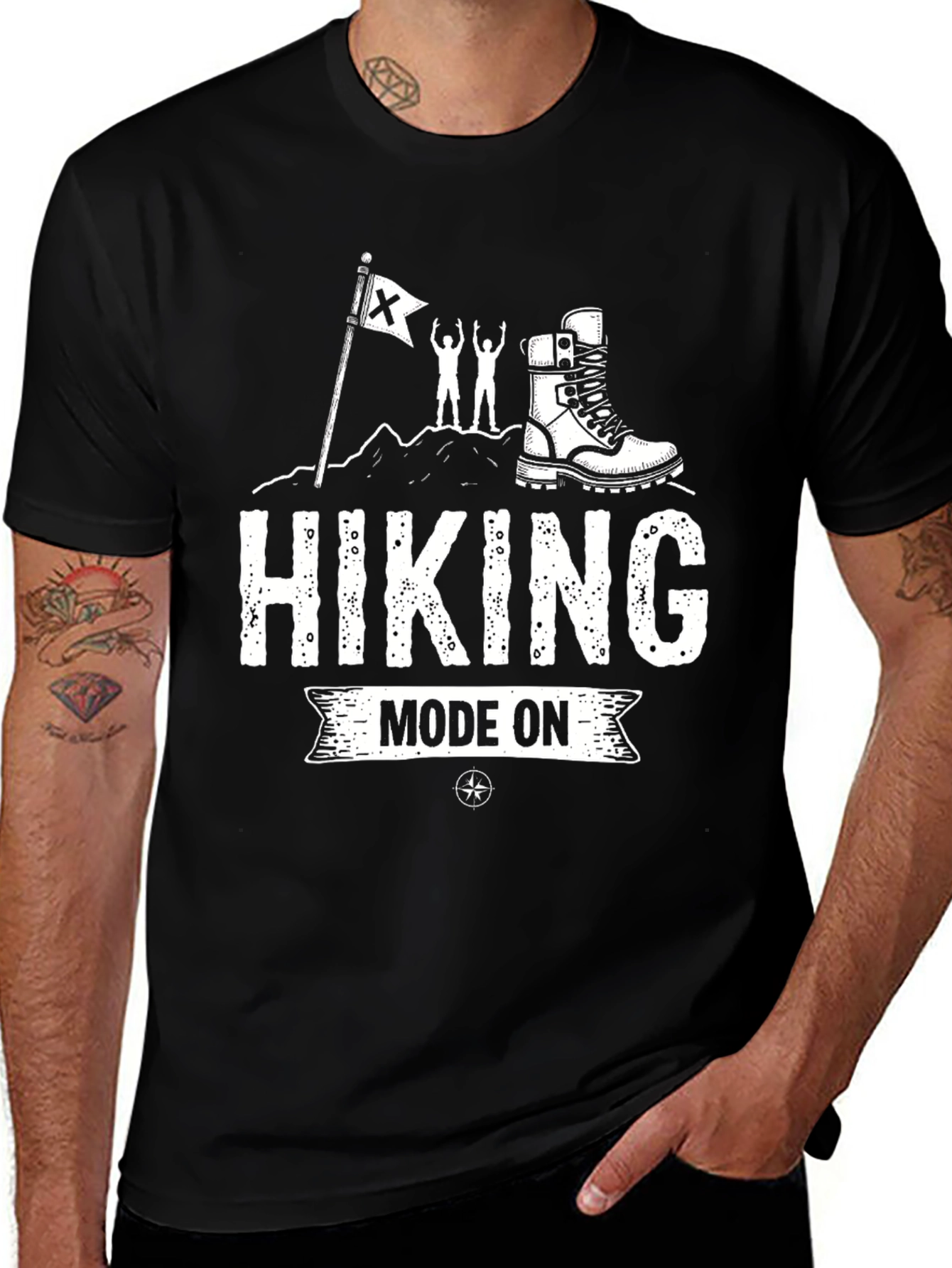 Variant 3 of Hiking Mode On Black Graphic T-Shirt