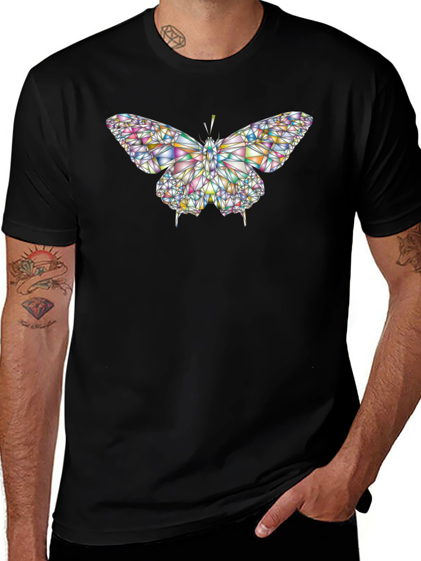 Variant 6 of Geometric Butterfly Graphic Tee - Black