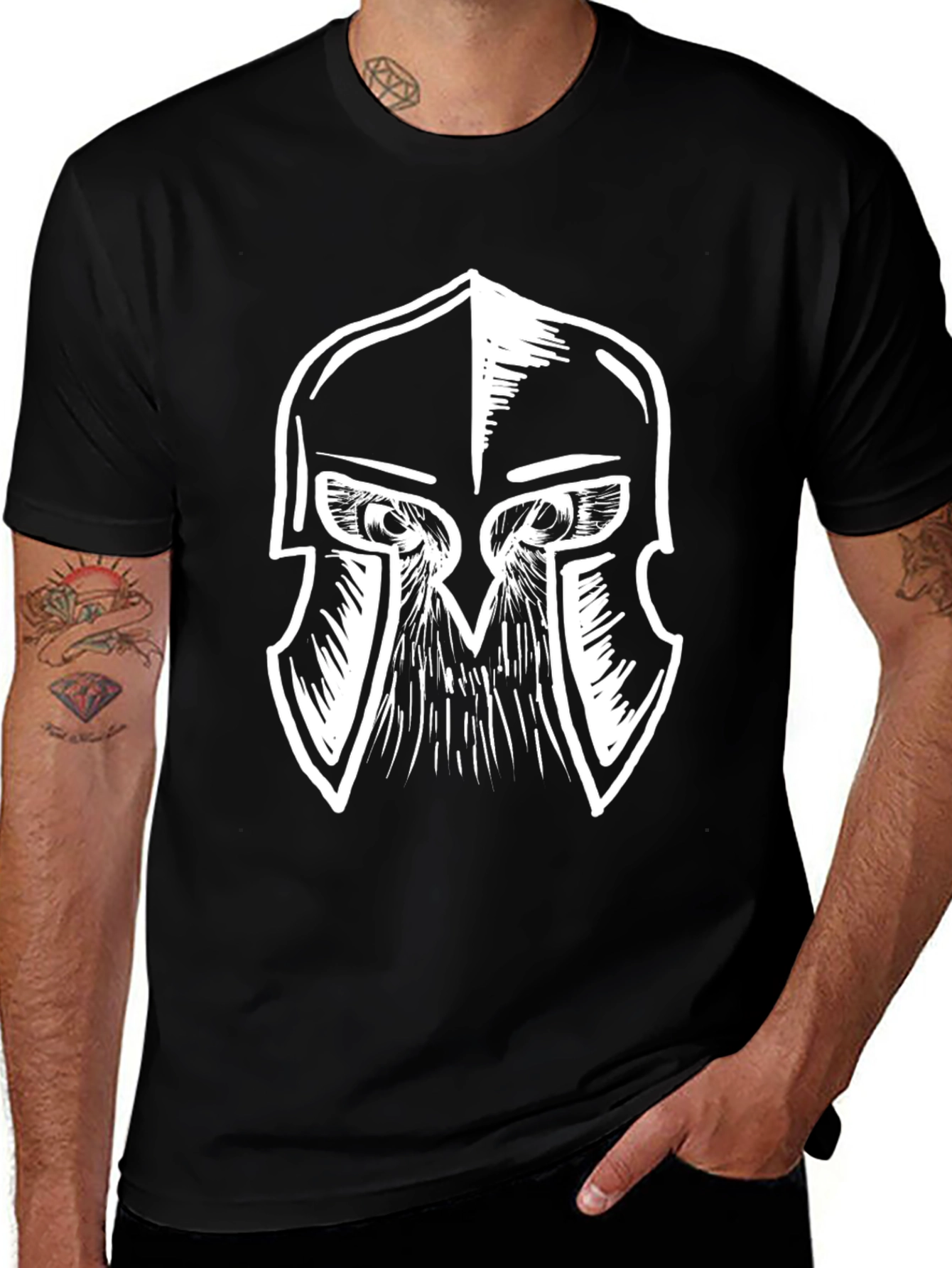Variant 17 of Spartan Helmet Graphic Tee - Black