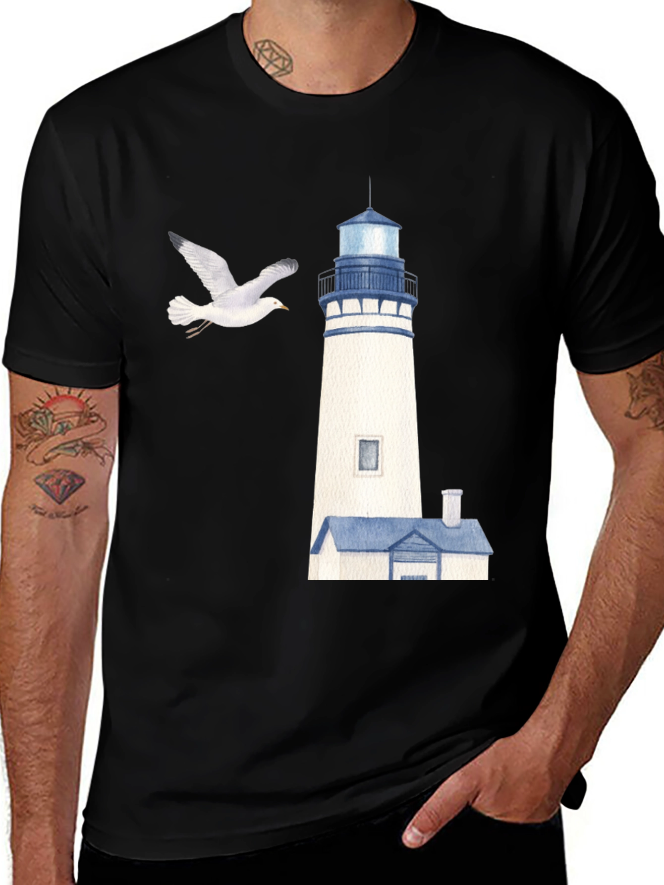 Seagull and Lighthouse Graphic Tee