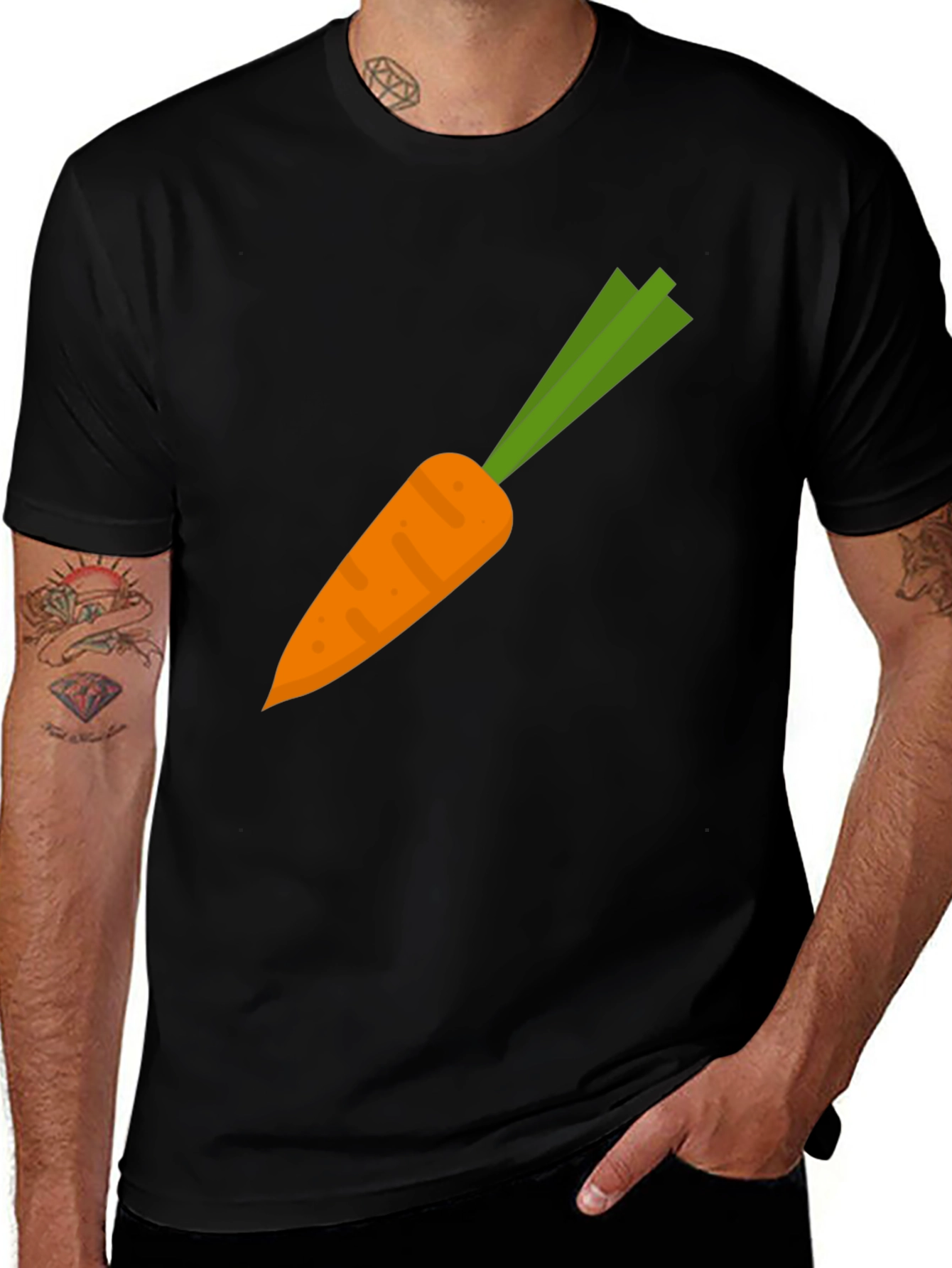 Variant 27 of Carrot Graphic Tee - Black Cotton Casual Shirt