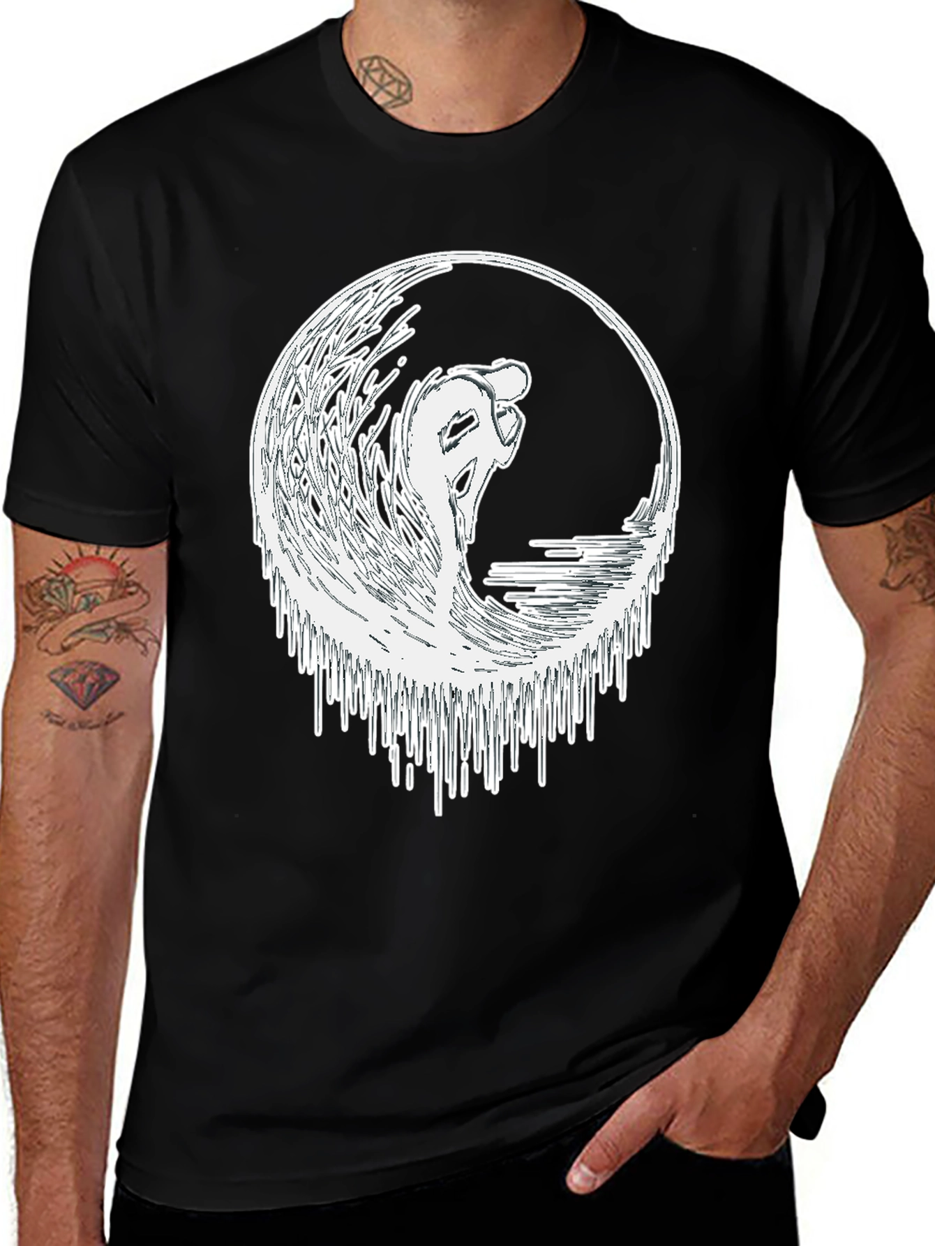 Variant 5 of Surfing Wave Graphic Tee - Black