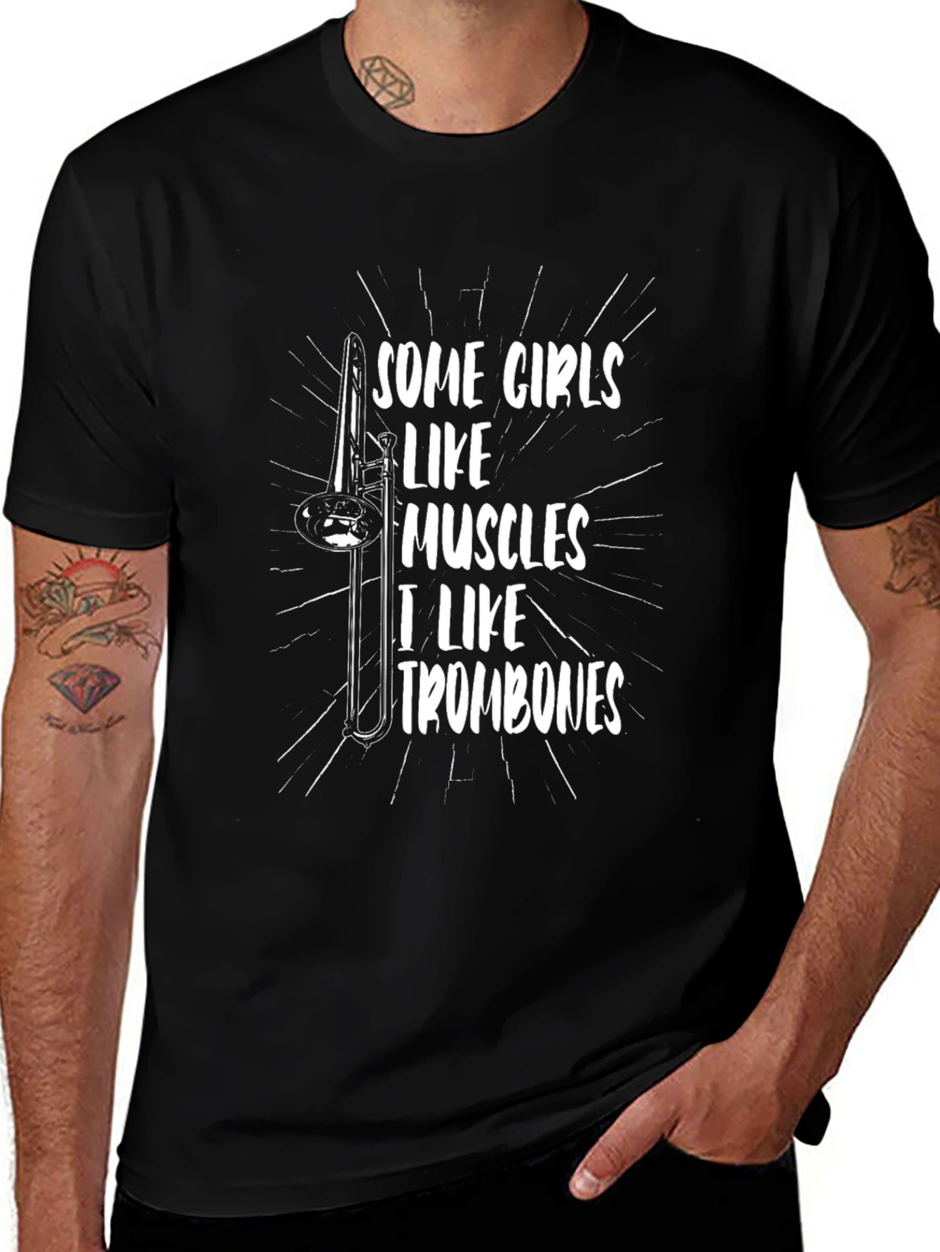 Variant 11 of Trombone Lover Tee: Some Girls Like Muscles T-Shirt