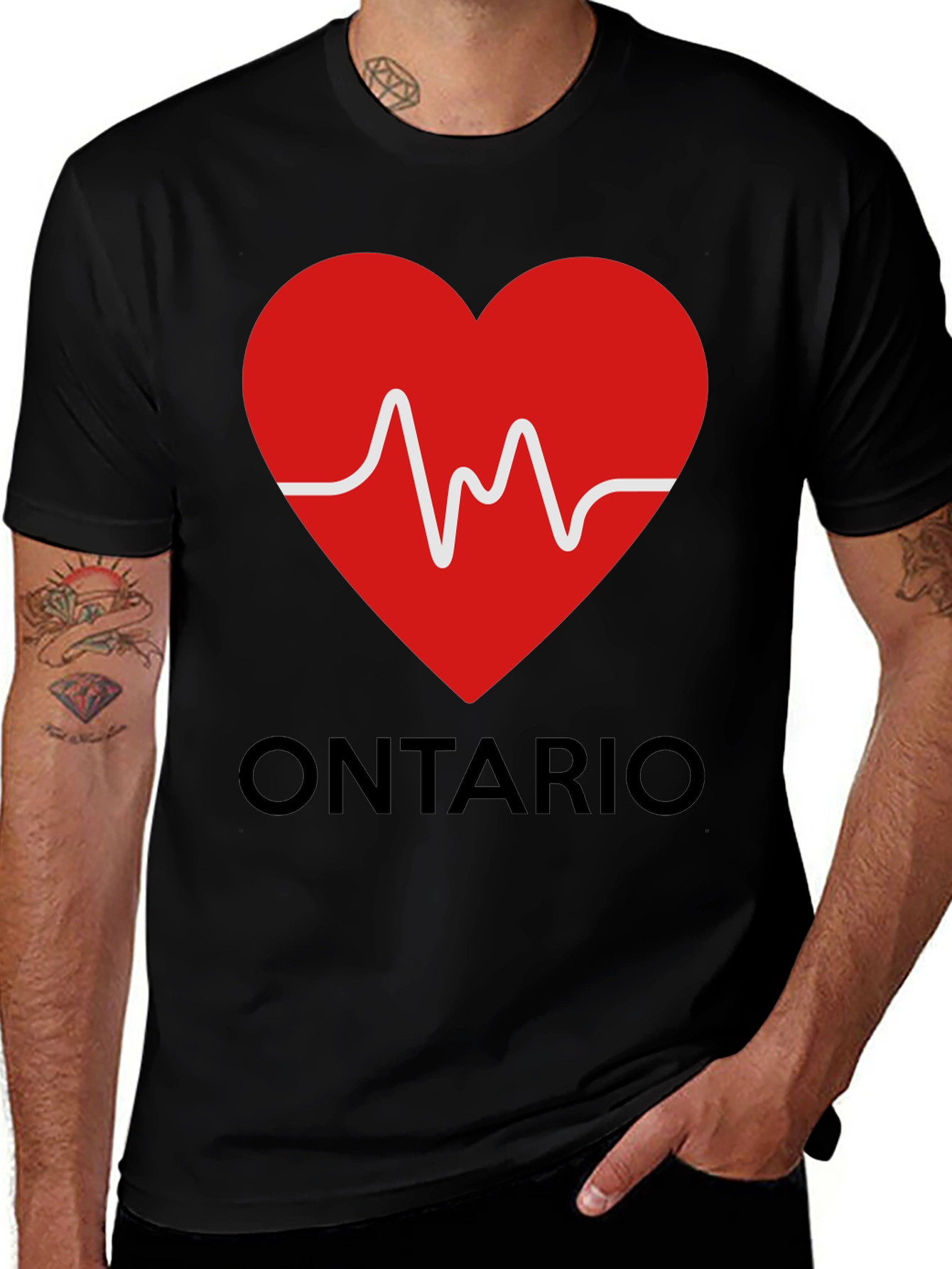 Ontario Heartbeat Graphic T-Shirt - Black Crew Neck