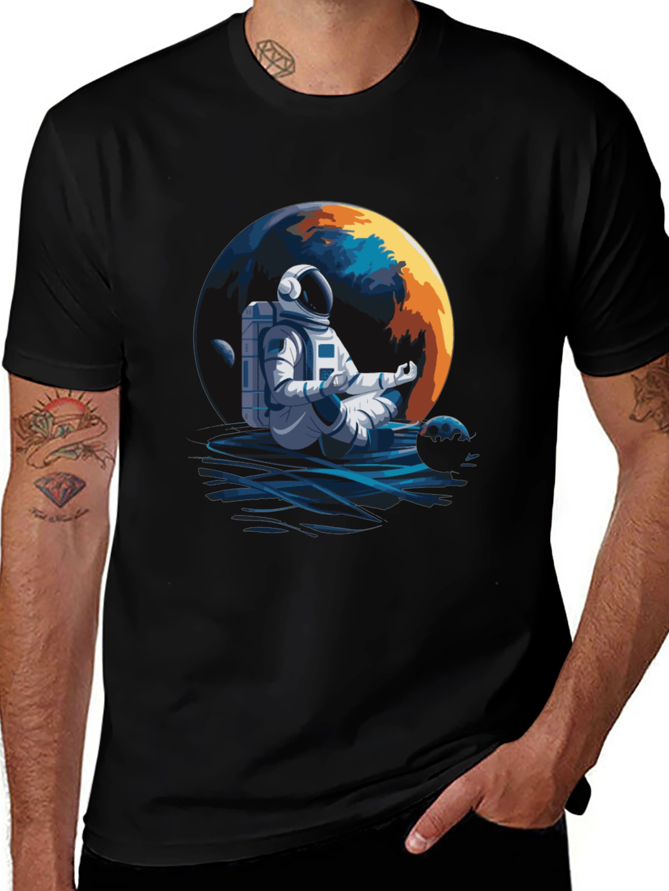 Variant 9 of Meditating Astronaut Graphic Tee - Black